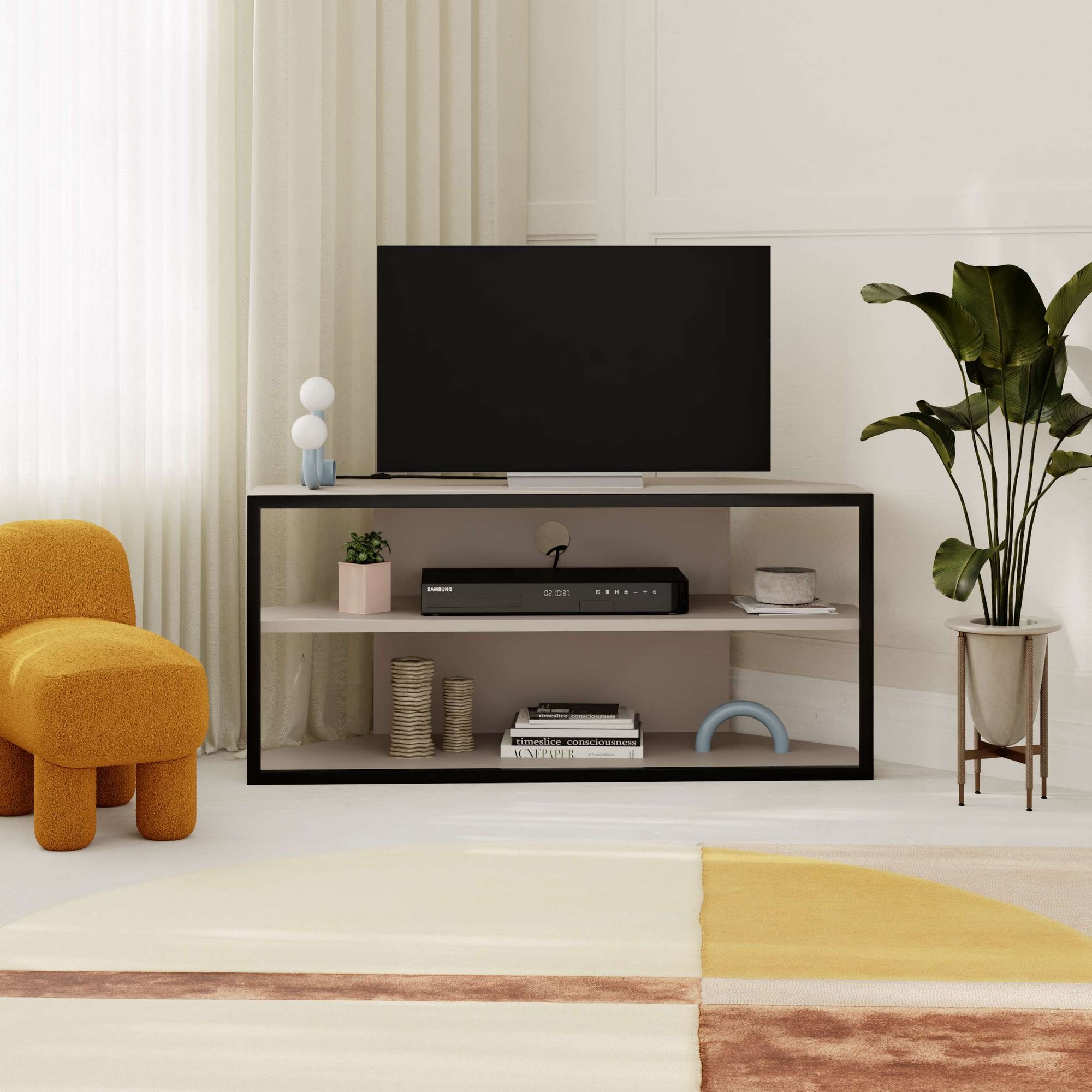Comoda tv, Hanah Home, pal melaminat, moka deschis, 98x45x37 cm — imaginea 4