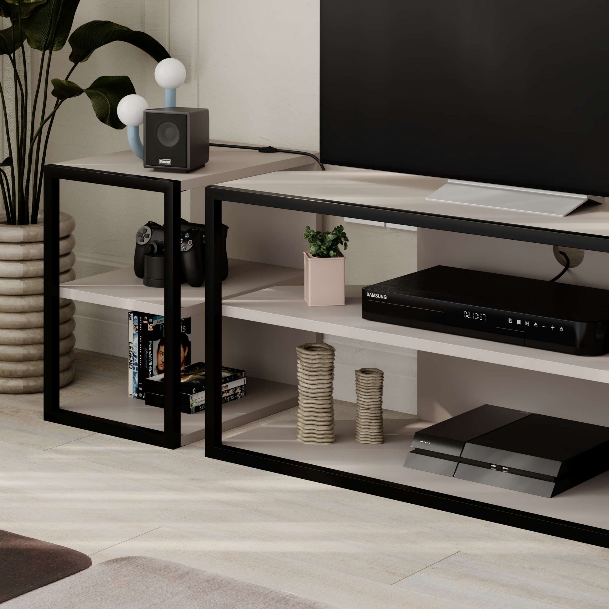 Comoda tv, Hanah Home, pal melaminat, moka deschis, 98x45x37 cm — imaginea 6