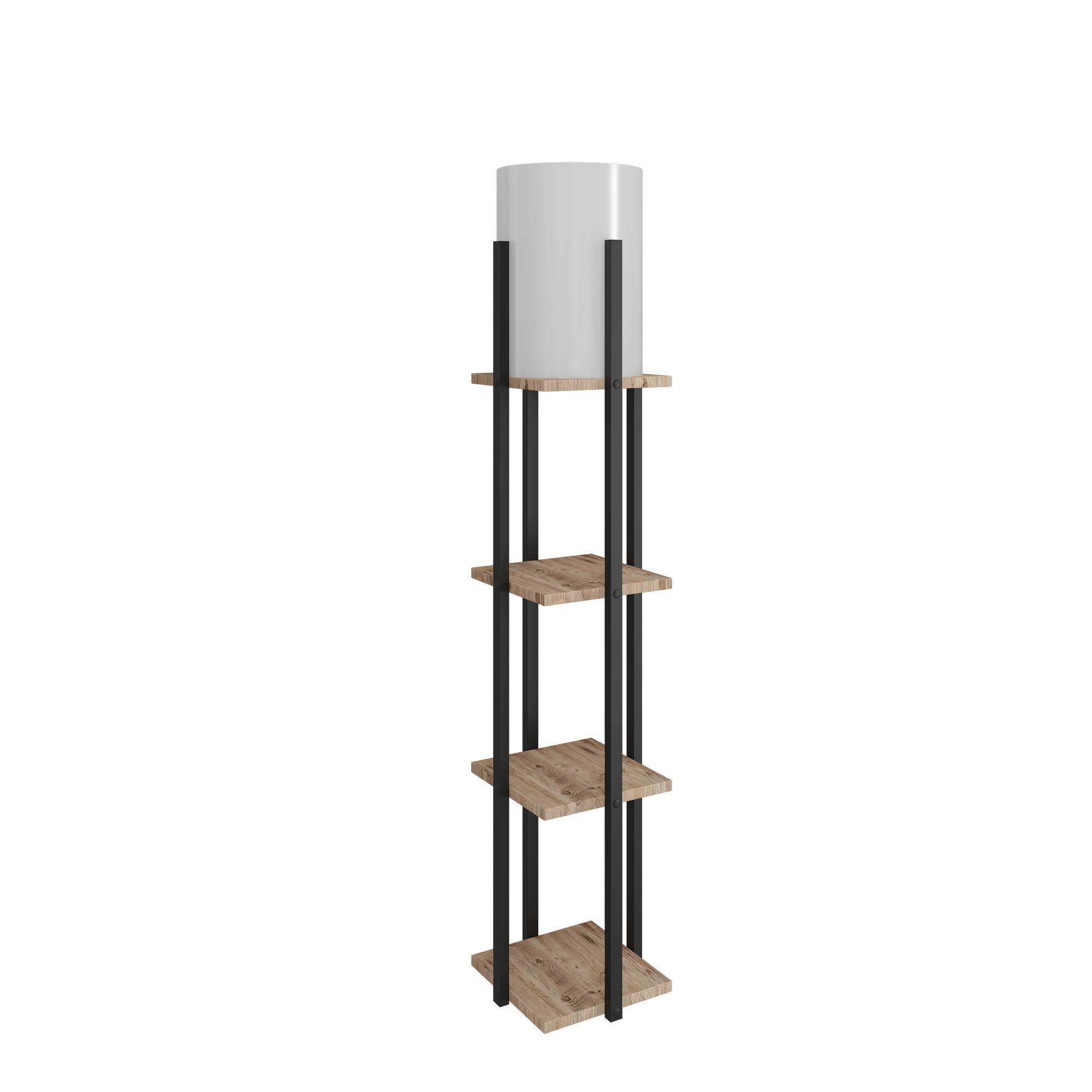Lampadar, Opviq, placi aglomerate si mdf, natural si negru, 135 cm
