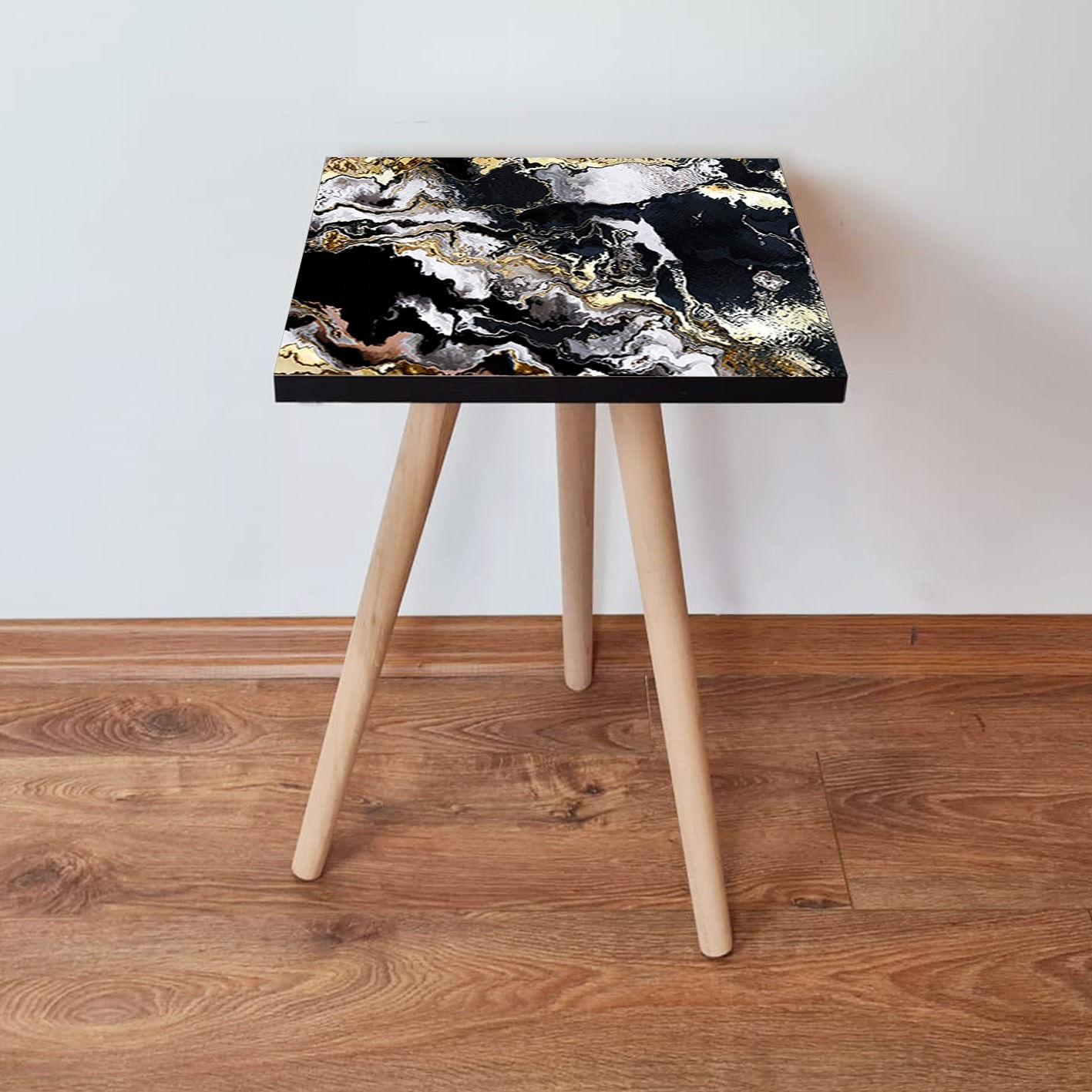 Masuta laterala, Hanah Home, mdf, negru alb auriu, 35x35x42 cm, 481LNA1749
