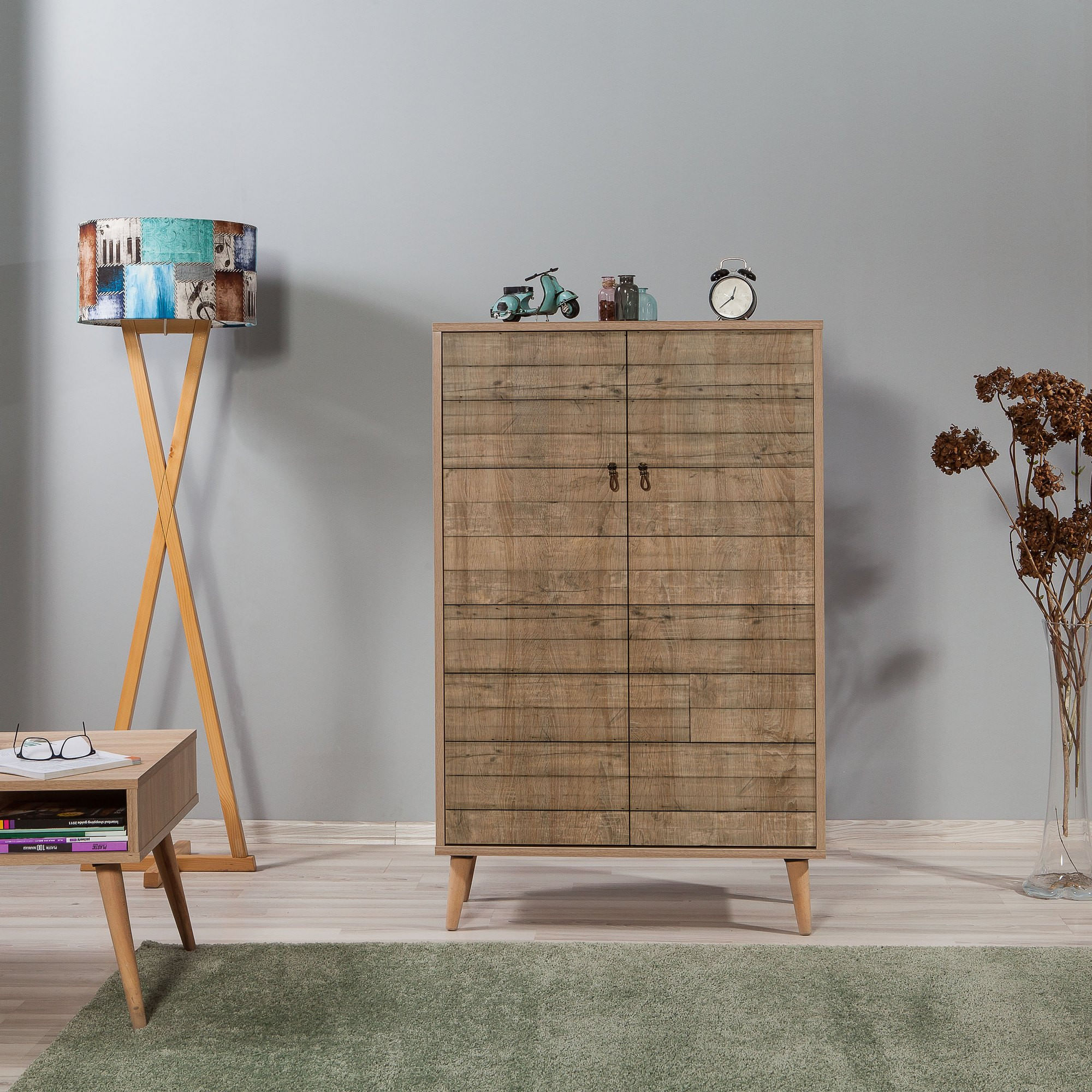 Dulap multifunctional, Hanah Home, pal melaminat, stejar sonoma, 80x36x127 cm, 863SPH3928 — imaginea 6