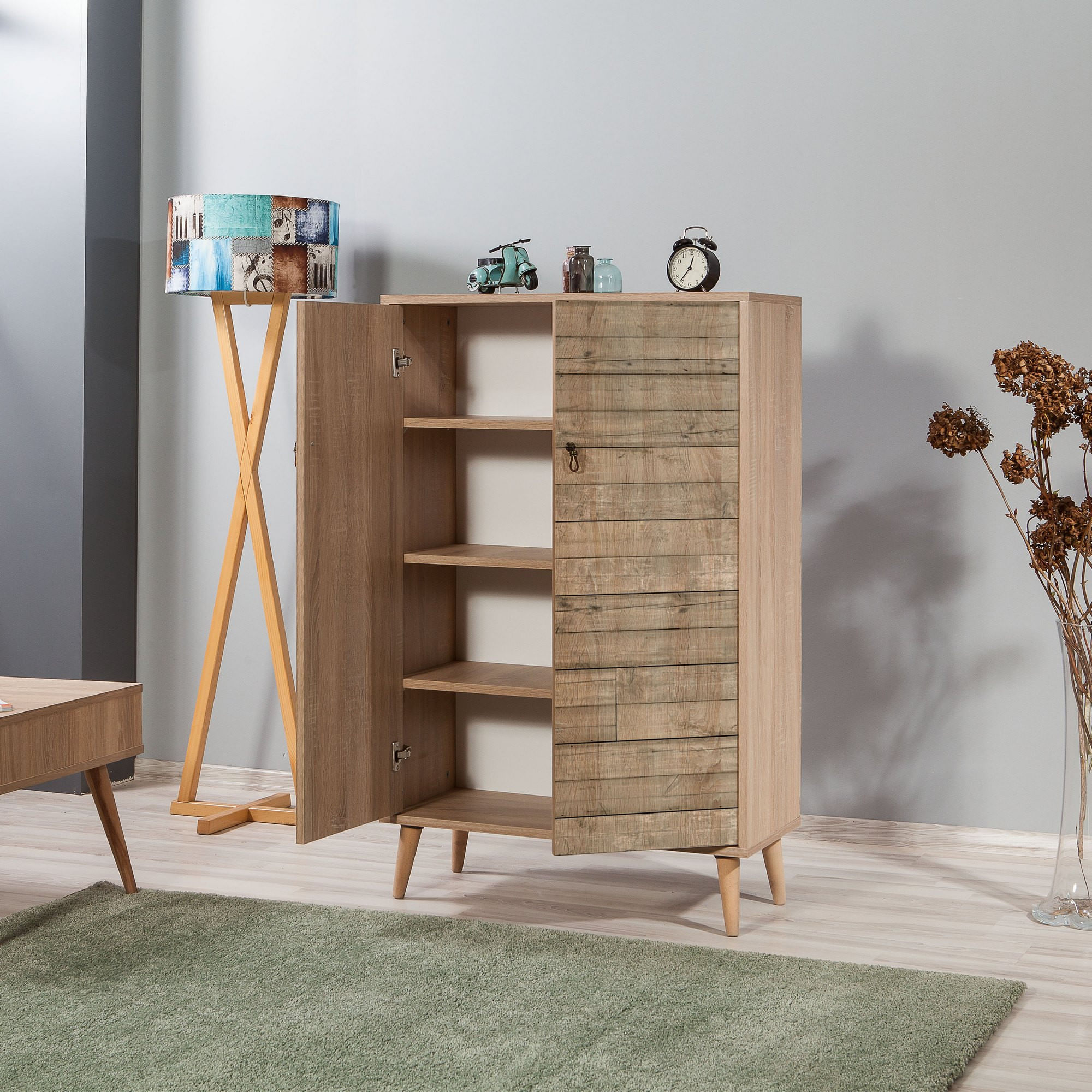 Dulap multifunctional, Hanah Home, pal melaminat, stejar sonoma, 80x36x127 cm, 863SPH3928 — imaginea 8