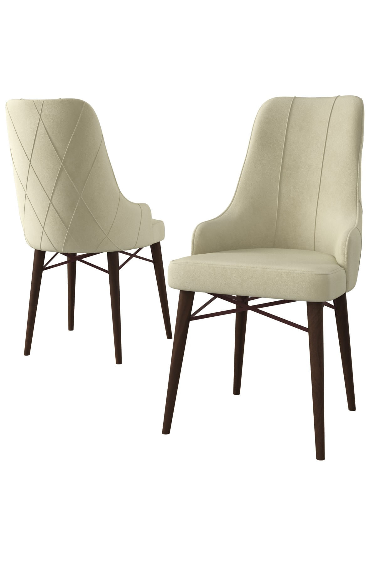 Set scaune, Hanah Home, metal, babyface, crem maro, 46x42x95 cm, 6 piese — imaginea 3