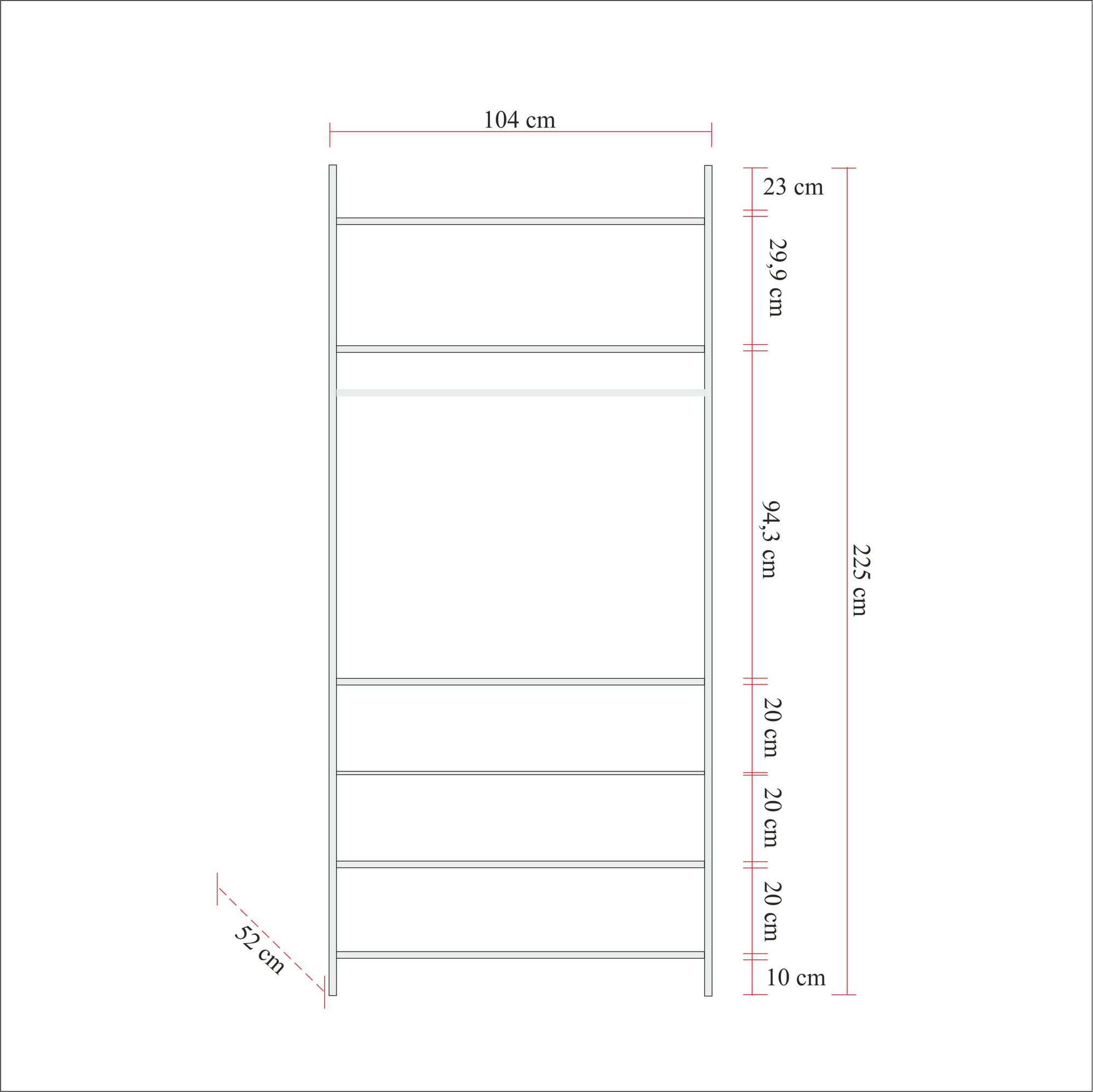 Sifonier, Hanah Home, pal melaminat, pin atlantic, 104x52x225 cm, 863SPH5414 — imaginea 6