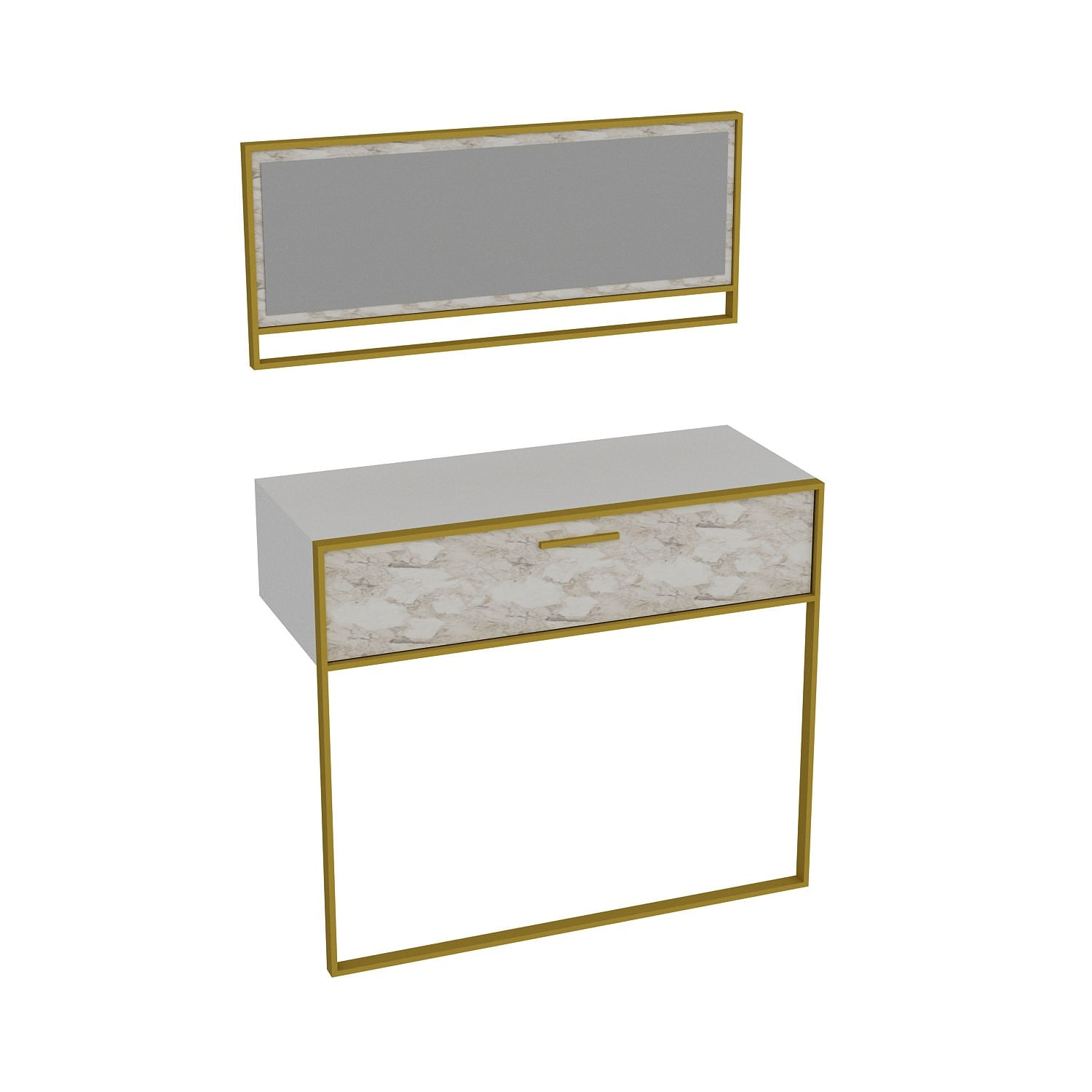 Consola, Hanah Home, panou aglomerat melaminat, alb auriu, 90x38.5x76.8 cm — imaginea 4