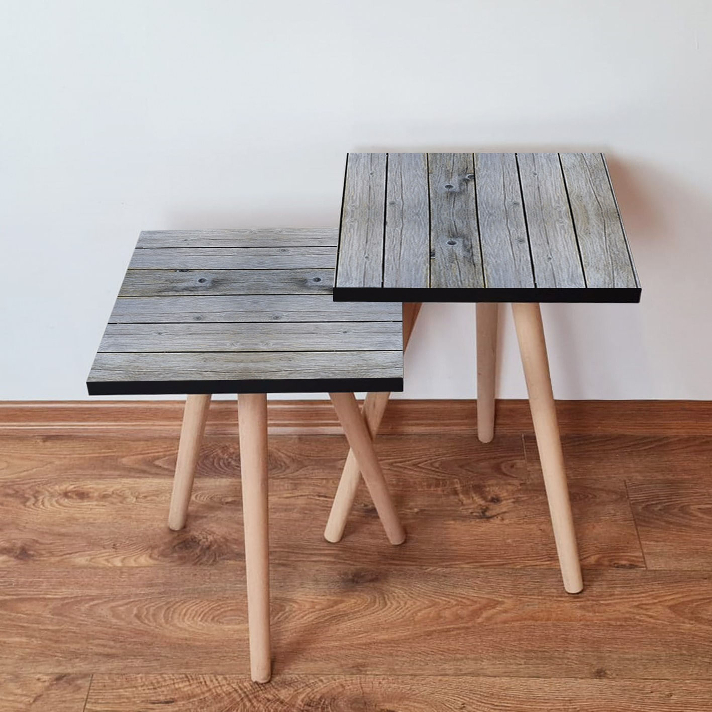 Set masute de cafea, Hanah Home, mdf, gri, 35x35x47 cm, 2 piese
