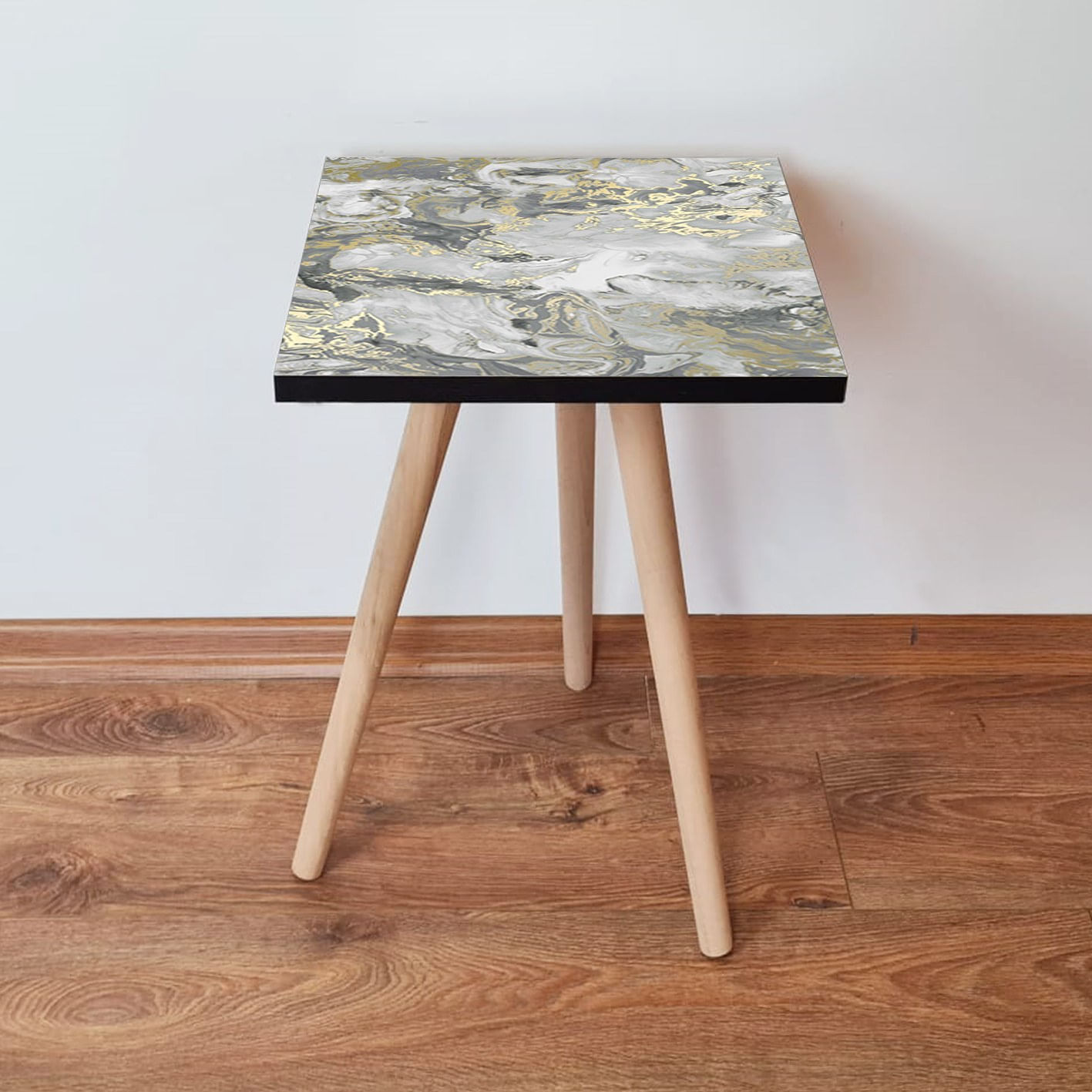 Masuta de cafea, Hanah Home, mdf, auriu gri alb, 35x35x42 cm