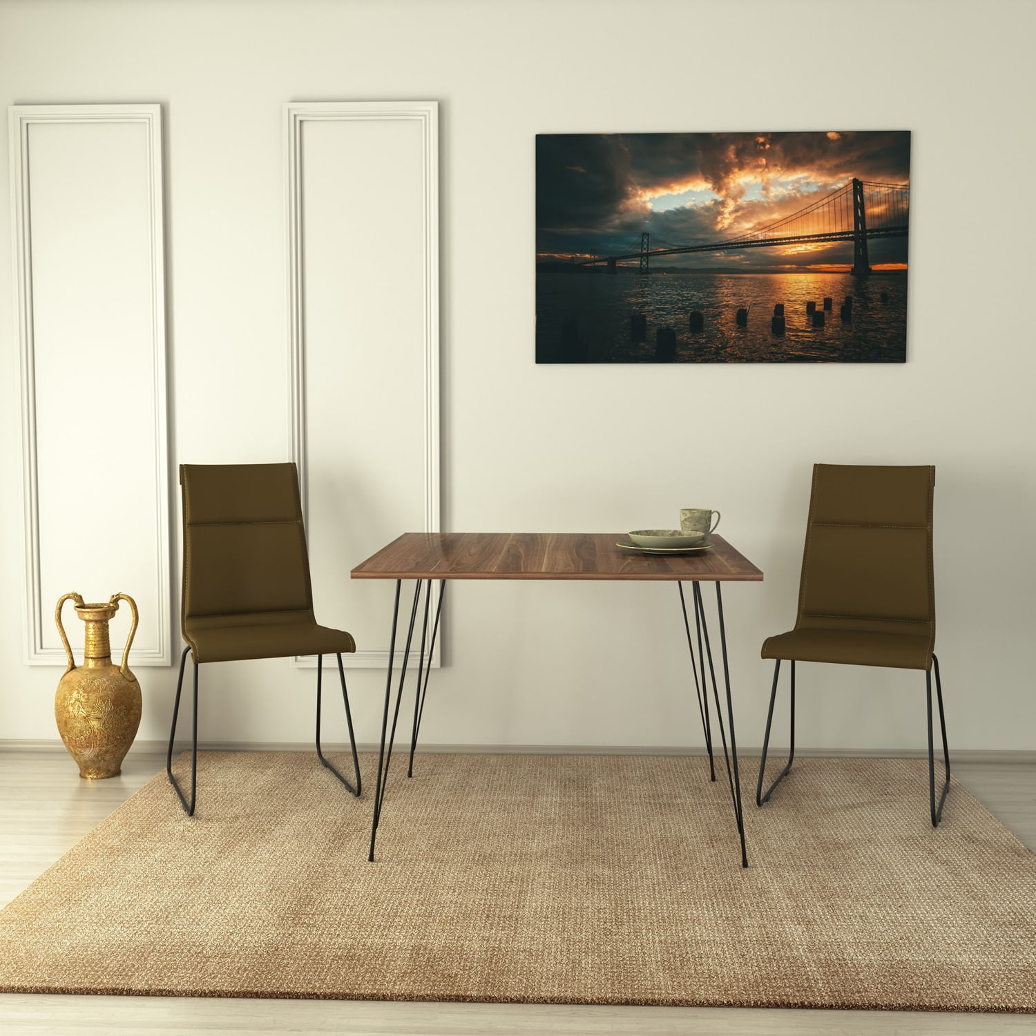Masa, Hanah Home, pal melaminat, nuc, 90x90x75 cm — imaginea 3