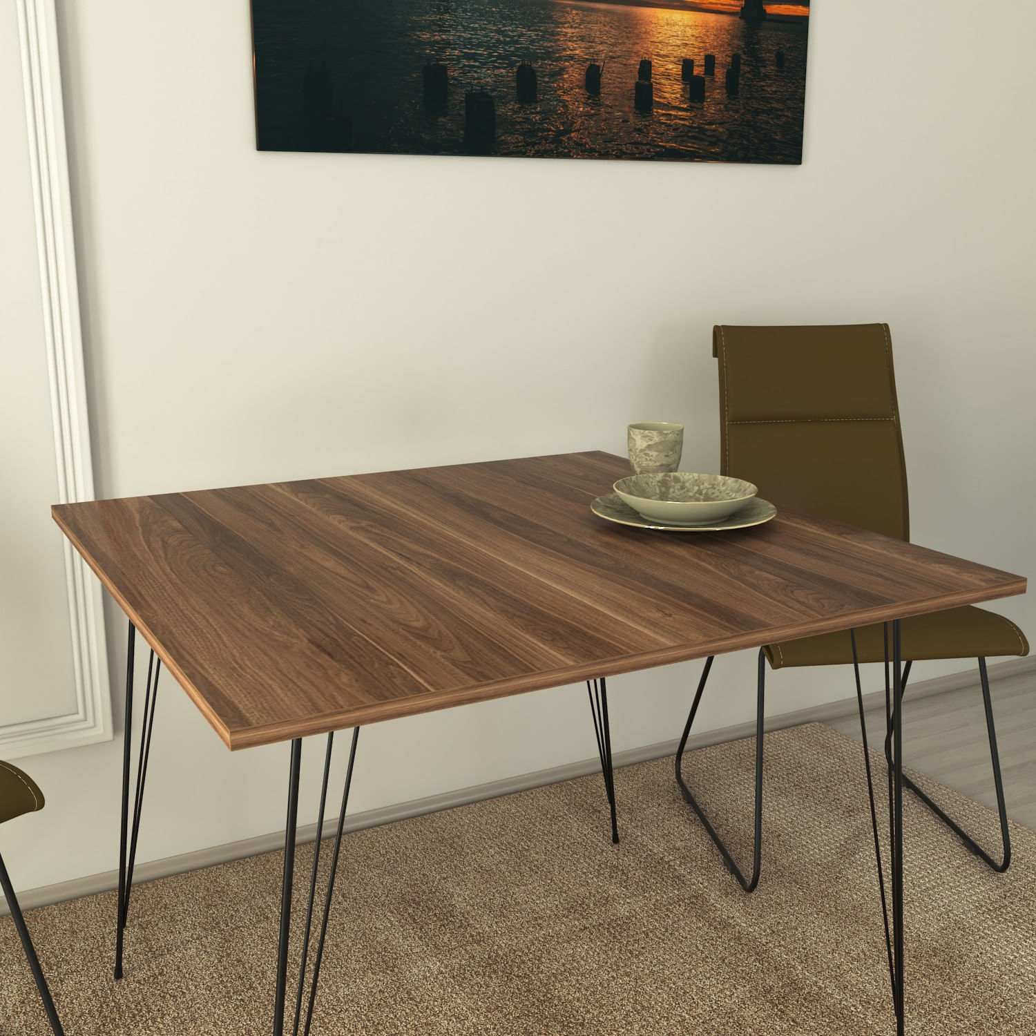 Masa, Hanah Home, pal melaminat, nuc, 90x90x75 cm — imaginea 5