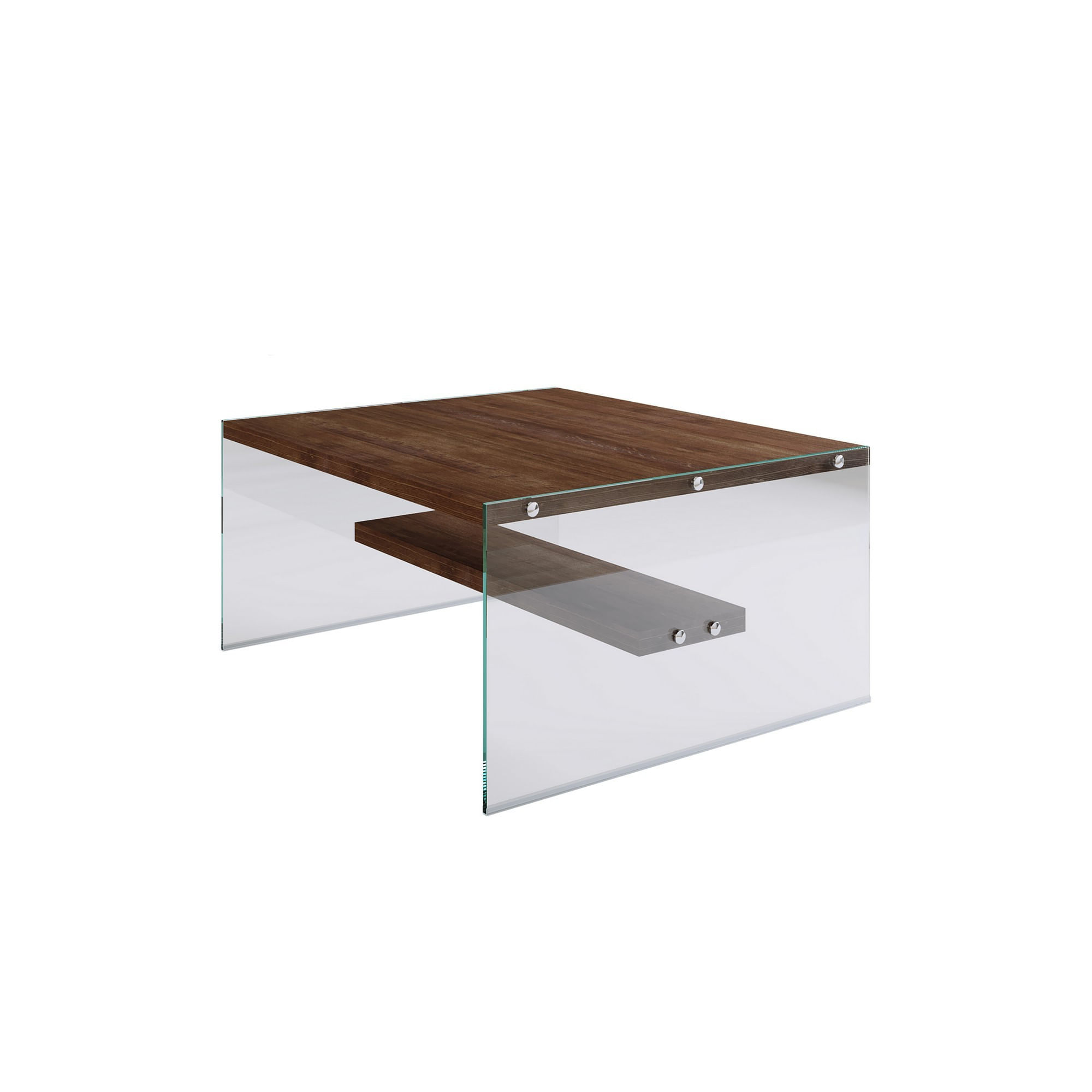 Masa de cafea, Hanah Home, lemn masiv de pin, nuc, 75x75x40 cm