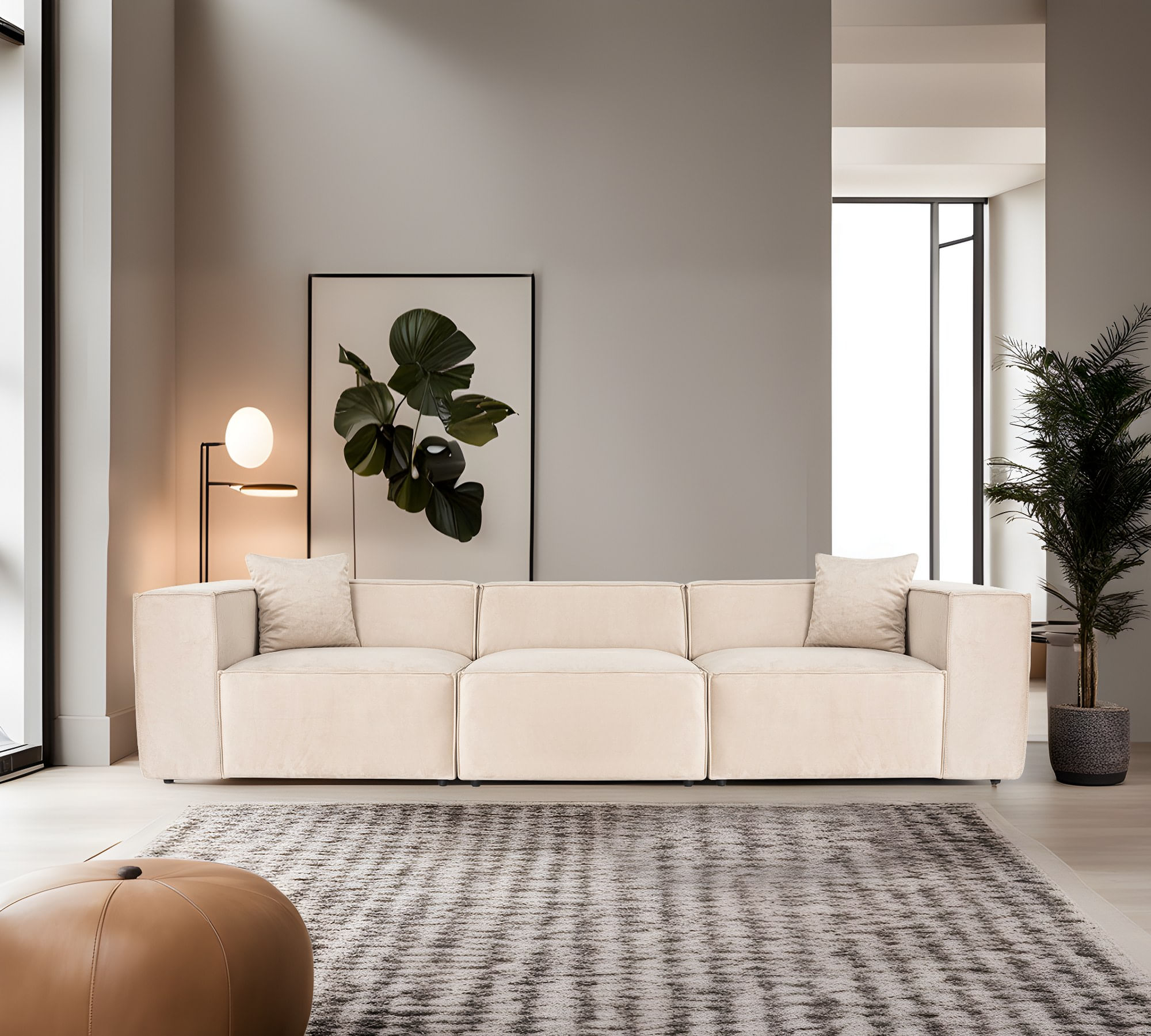 Canapea 3 locuri, Hanah Home, in, crem, 303x108x65 cm — imaginea 3