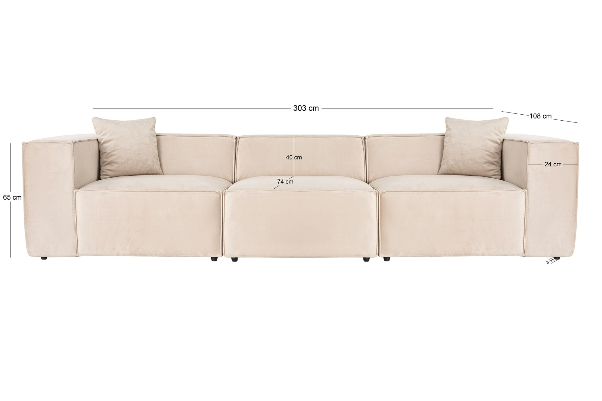 Canapea 3 locuri, Hanah Home, in, crem, 303x108x65 cm — imaginea 7