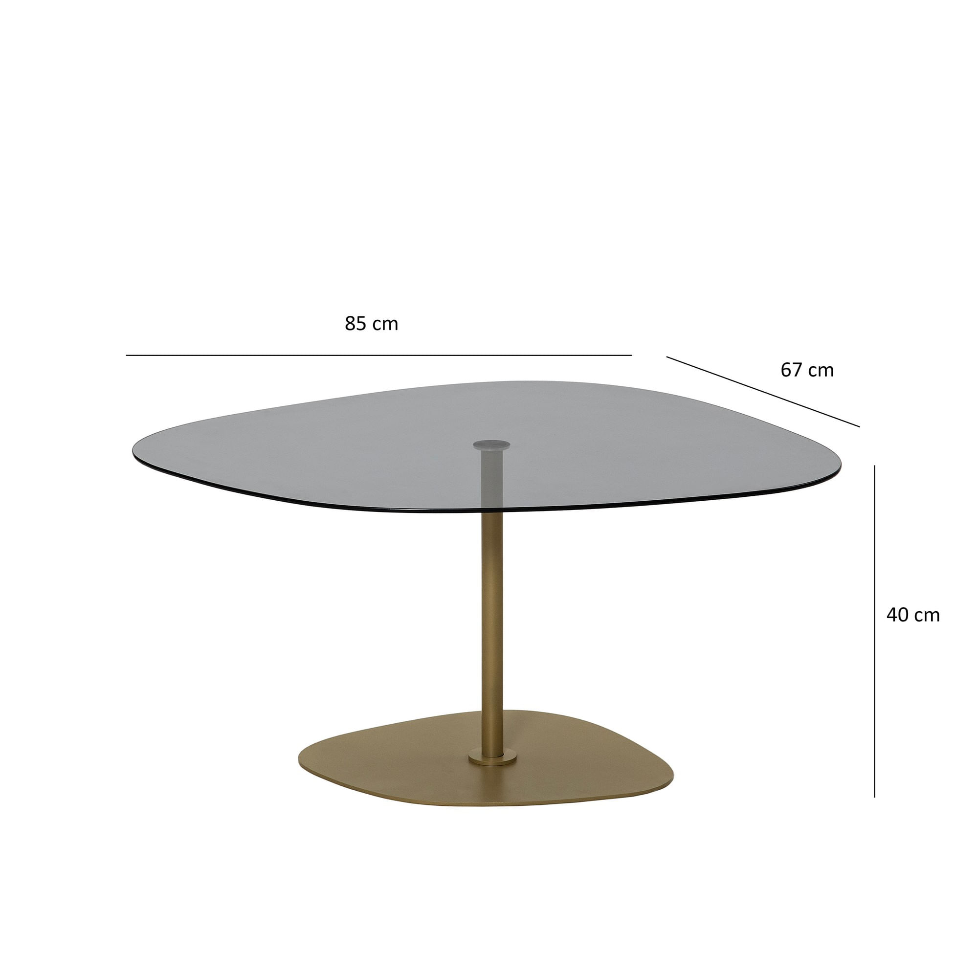 Masuta de cafea, Hanah Home, sticla calita, gri inchis auriu, 85x67x40 cm — imaginea 4