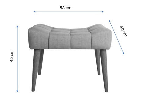 Taburet, Hanah Home, lemn masiv, crem, 58x45x40 cm