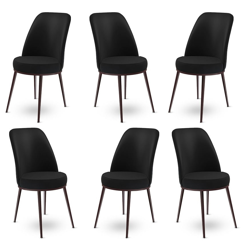 Set scaune, Hanah Home, metal, negru maro, 45x42x89 cm, 6 bucati — imaginea 2