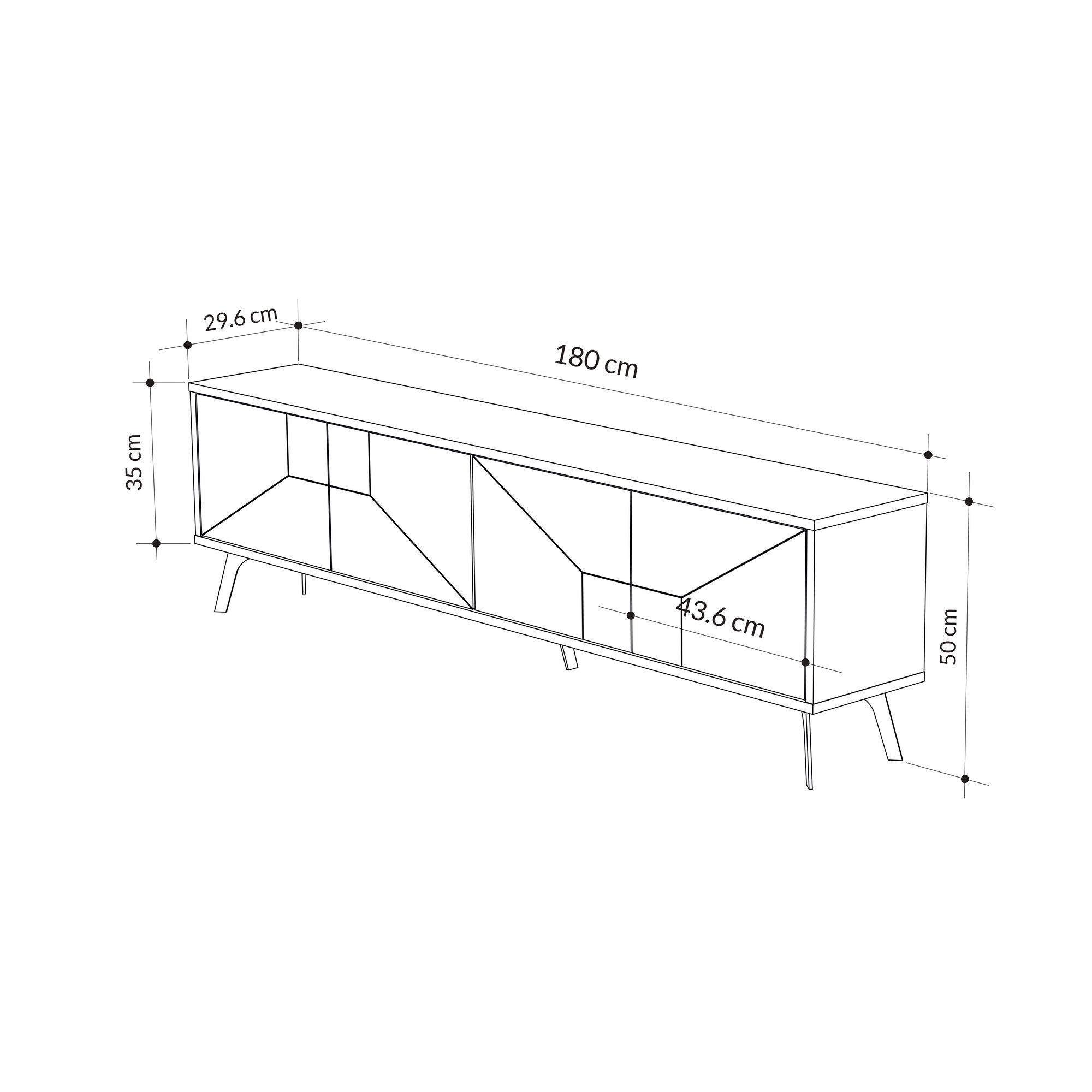 Comoda tv, Hanah Home, pal melaminat, mocha deschis, 180x50x29,6 cm — imaginea 3