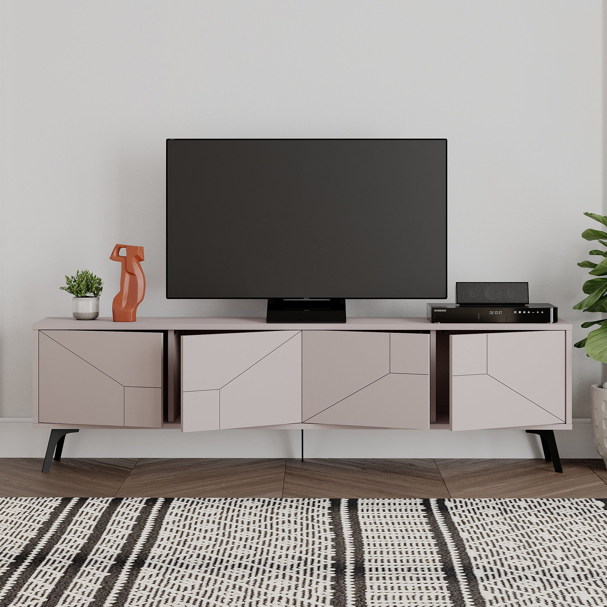 Comoda tv, Hanah Home, pal melaminat, mocha deschis, 180x50x29,6 cm — imaginea 4