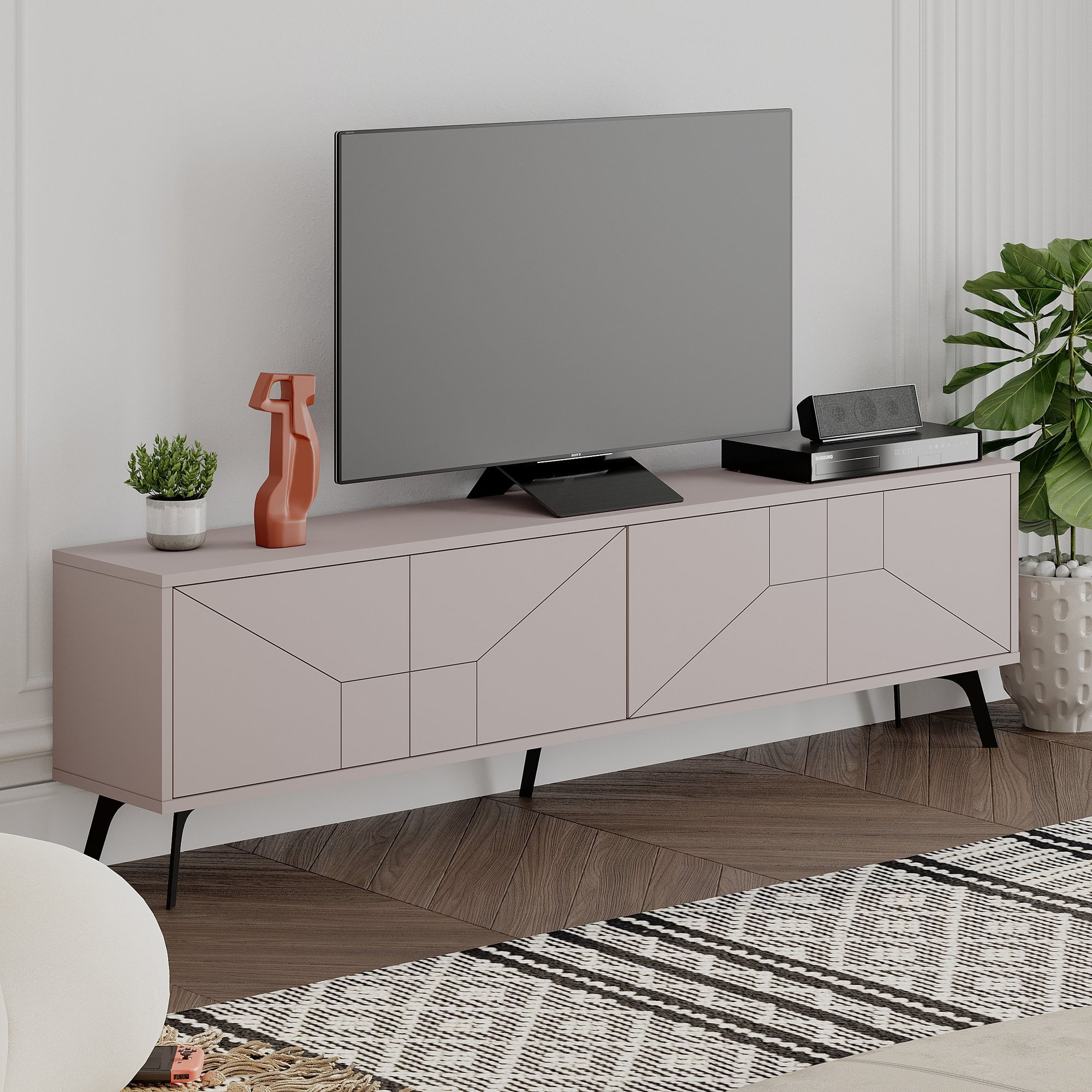 Comoda tv, Hanah Home, pal melaminat, mocha deschis, 180x50x29,6 cm — imaginea 5