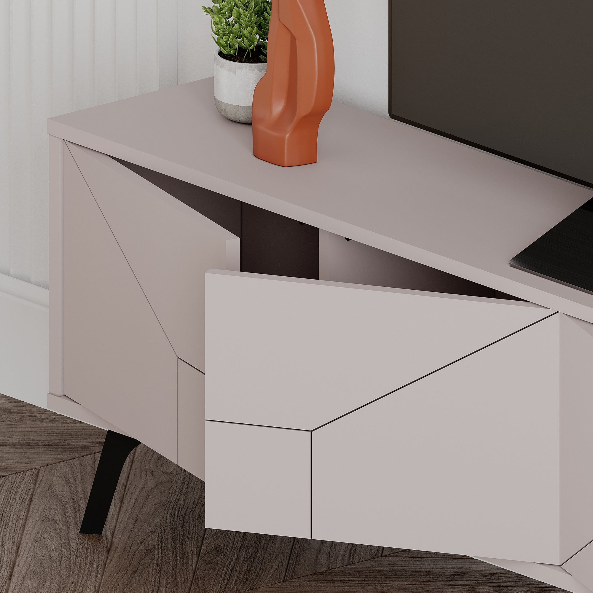 Comoda tv, Hanah Home, pal melaminat, mocha deschis, 180x50x29,6 cm — imaginea 6