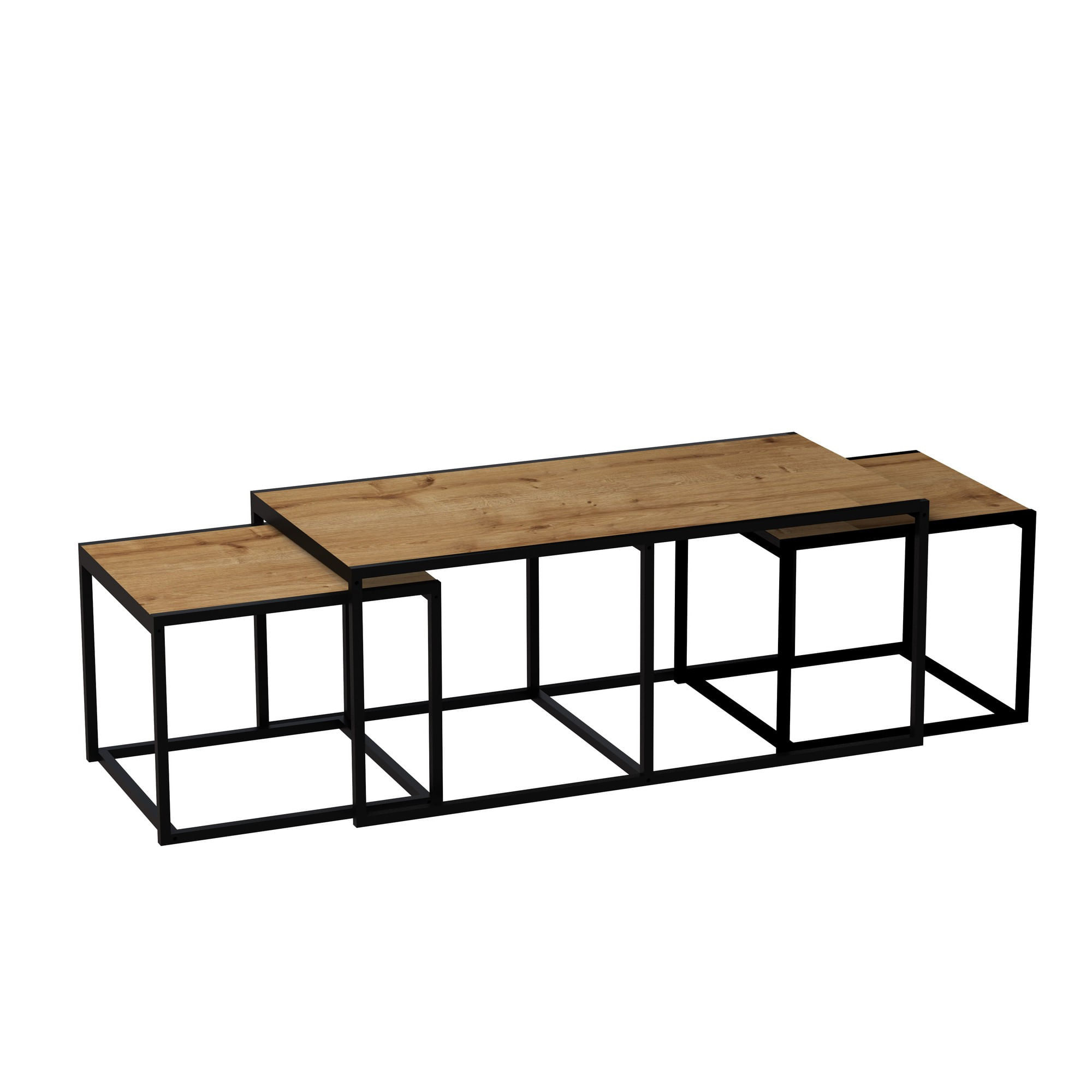 Masuta de cafea, Hanah Home, pal melaminat, stejar si negru, 120x60x50 cm — imaginea 4