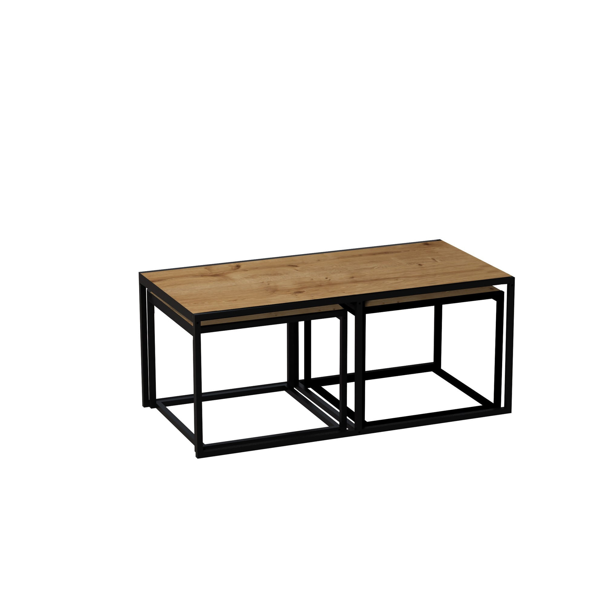 Masuta de cafea, Hanah Home, pal melaminat, stejar si negru, 120x60x50 cm — imaginea 7