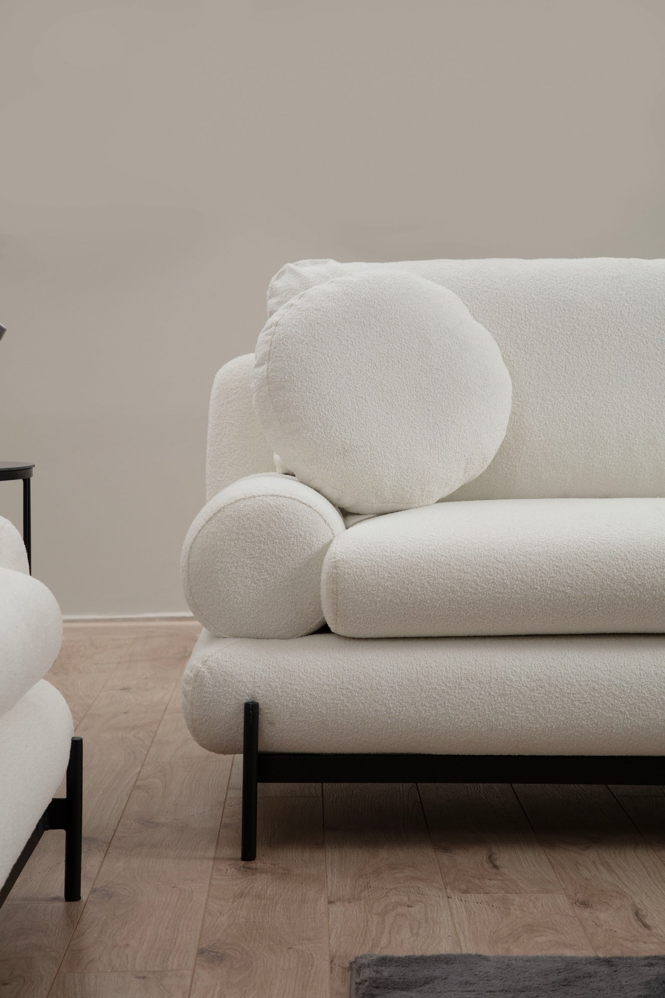 Canapea 2 locuri, Hanah Home, lemn fag si pal, alb, 188x85x92 cm — imaginea 8