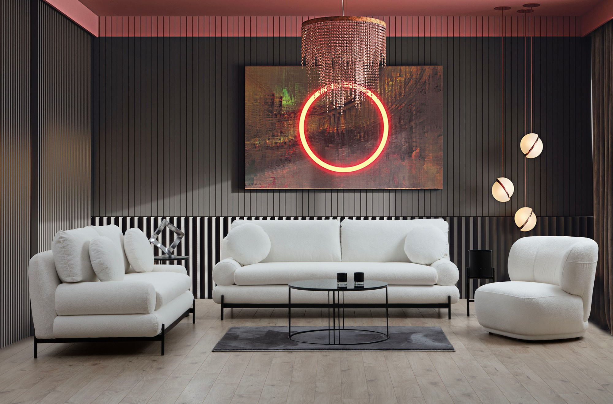 Canapea 2 locuri, Hanah Home, lemn fag si pal, alb, 188x85x92 cm — imaginea 9