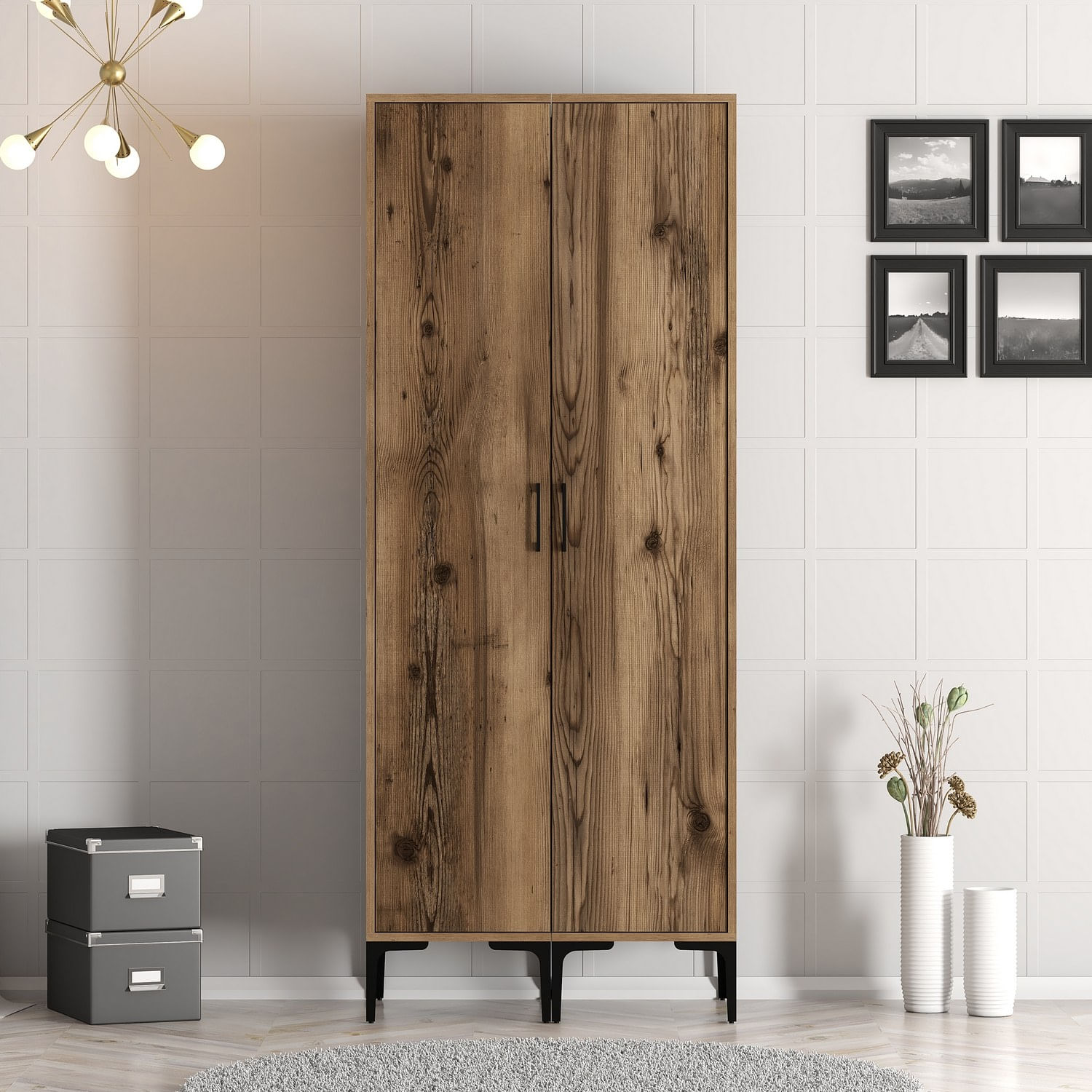 Sifonier, Hanah Home, pal melaminat, nuc, 80x47.5x201.4 cm, 845HCT5447 — imaginea 4
