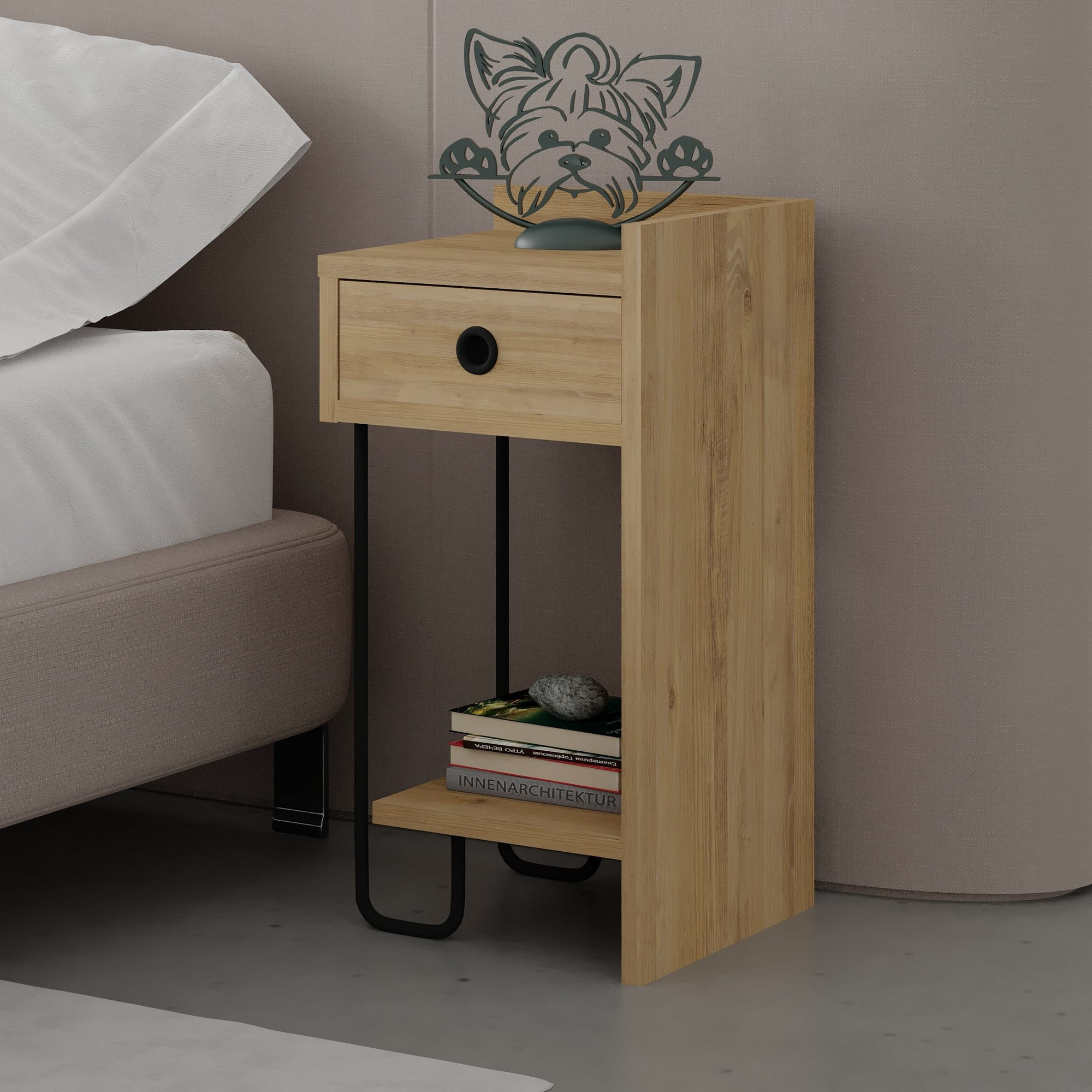 Noptiera, Hanah Home, pal melaminat, stejar, 32x30x61 cm, 776HMS3437 — imaginea 10