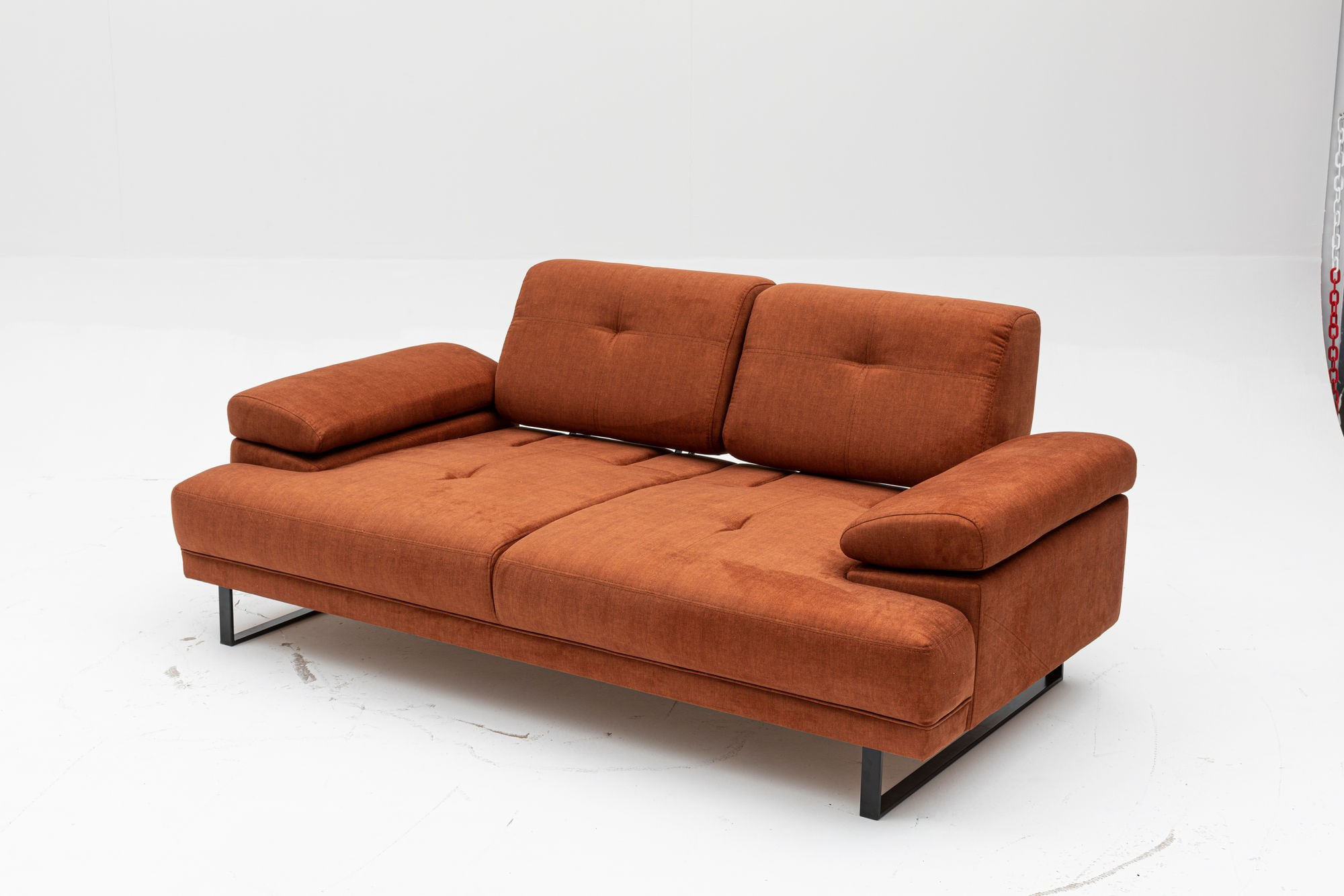 Canapea extensibila, Hanah Home, lemn fag, portocaliu, 199x99x83 cm