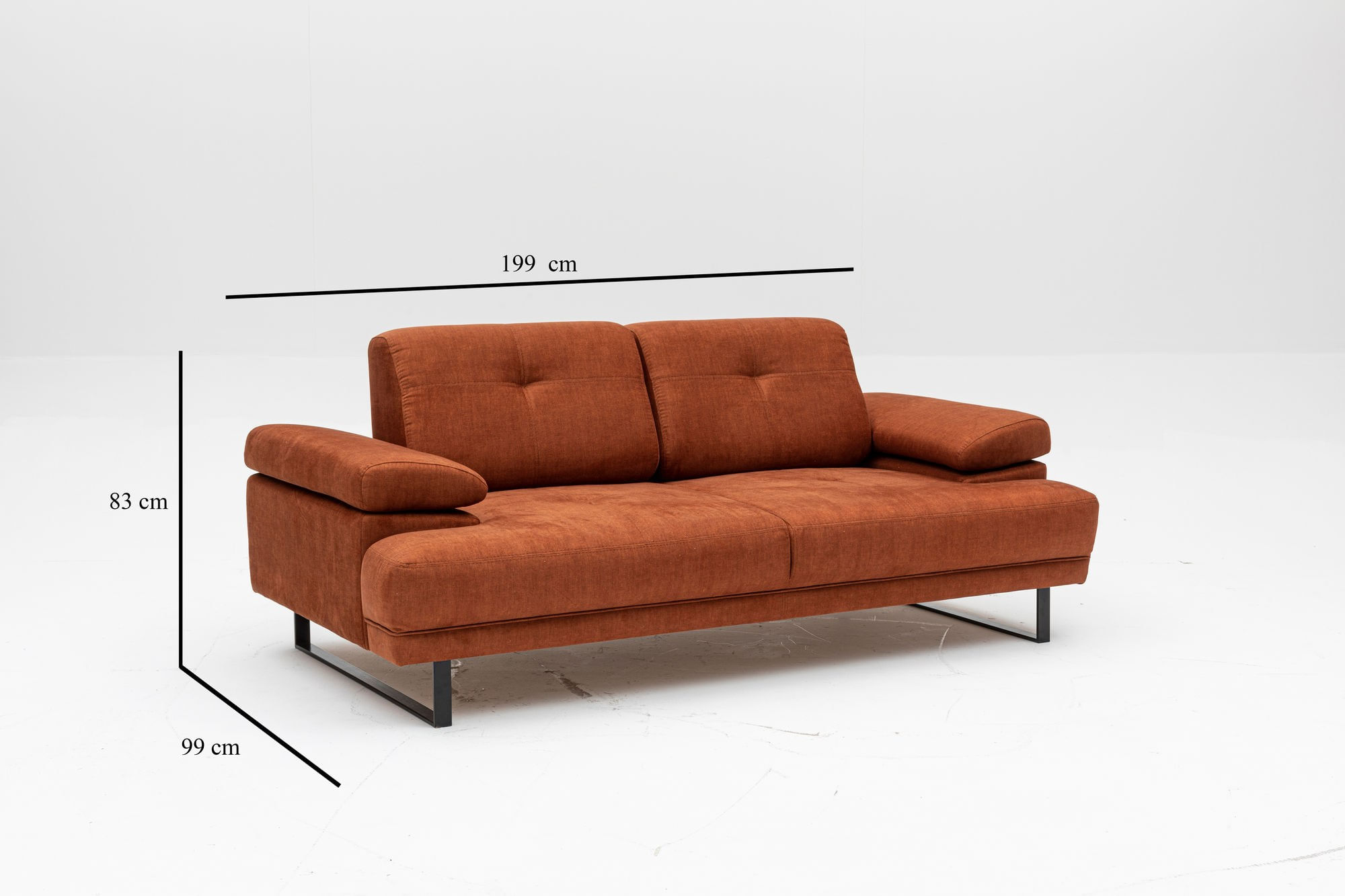 Canapea extensibila, Hanah Home, lemn fag, portocaliu, 199x99x83 cm — imaginea 6