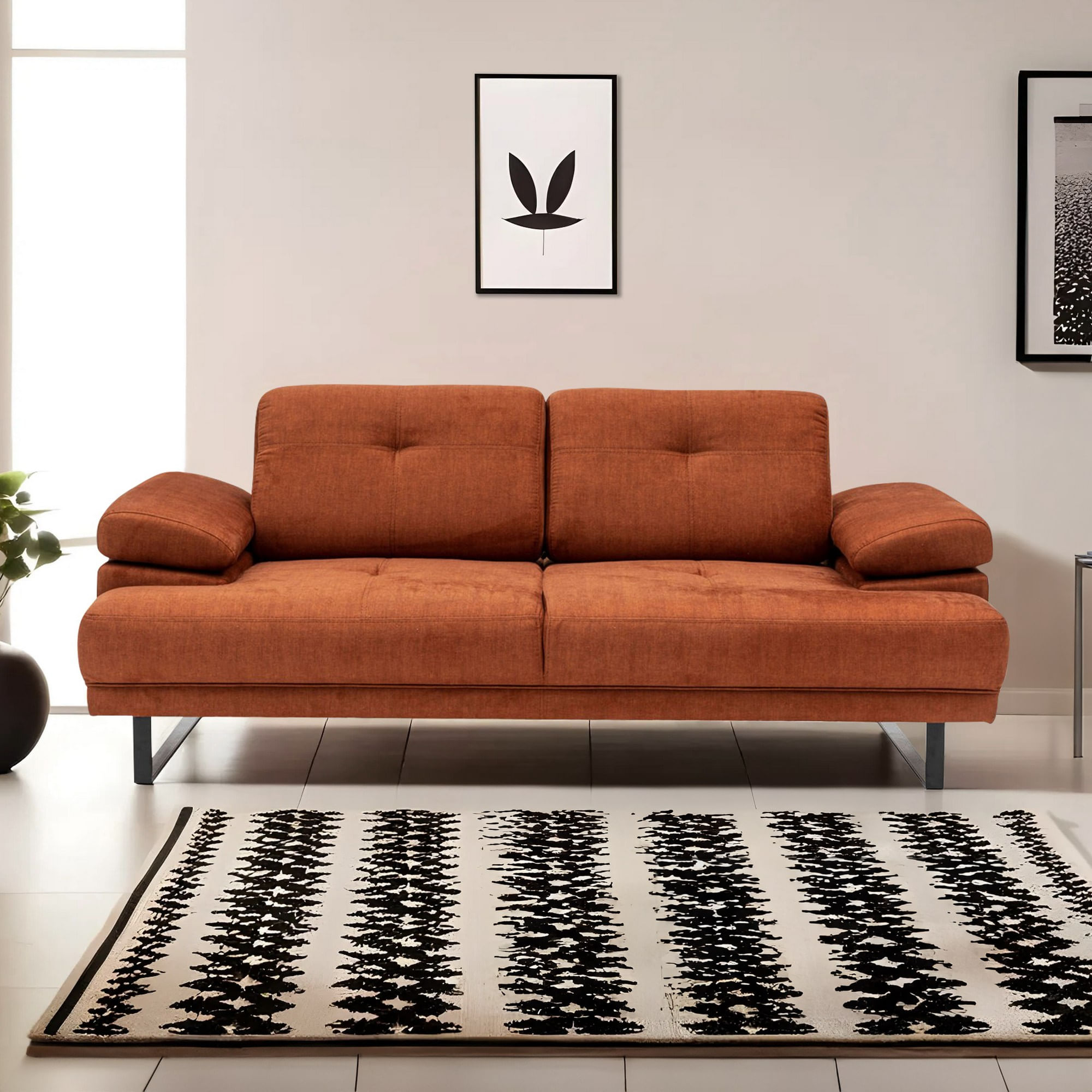 Canapea extensibila, Hanah Home, lemn fag, portocaliu, 199x99x83 cm — imaginea 10