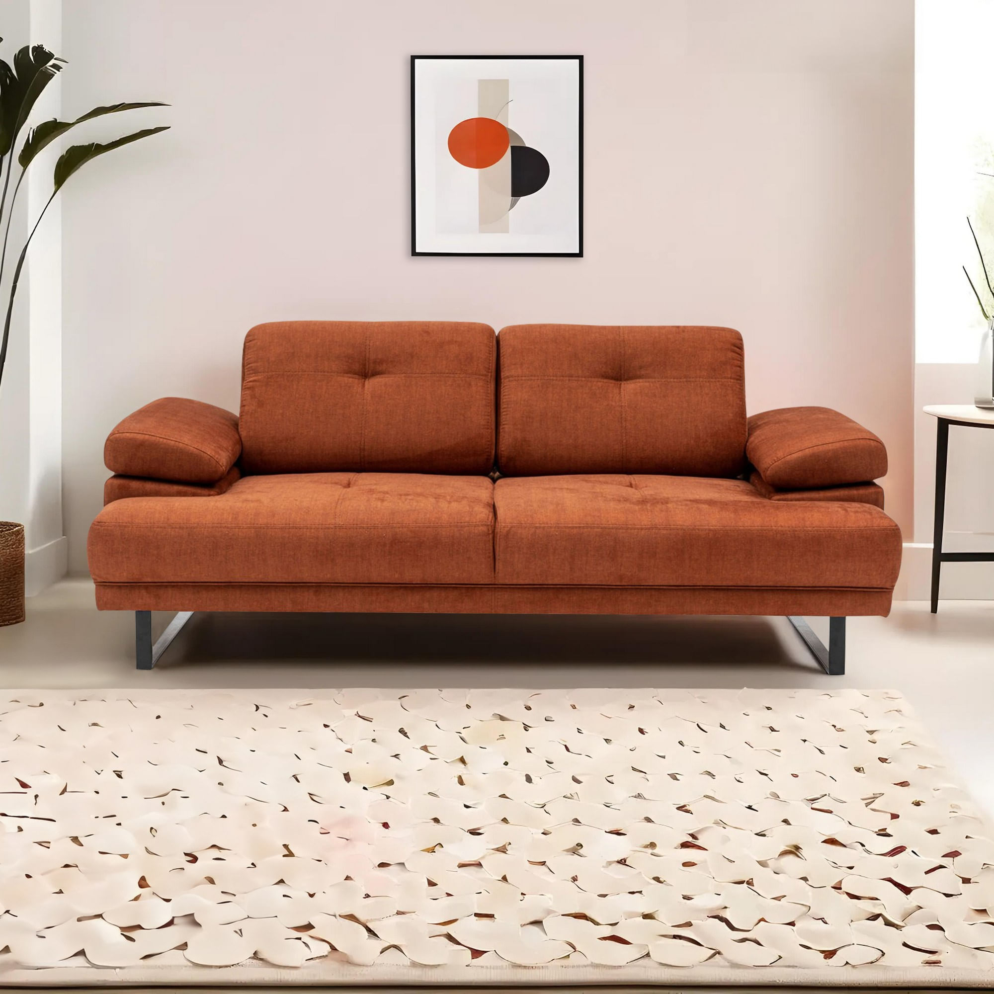 Canapea extensibila, Hanah Home, lemn fag, portocaliu, 199x99x83 cm — imaginea 13