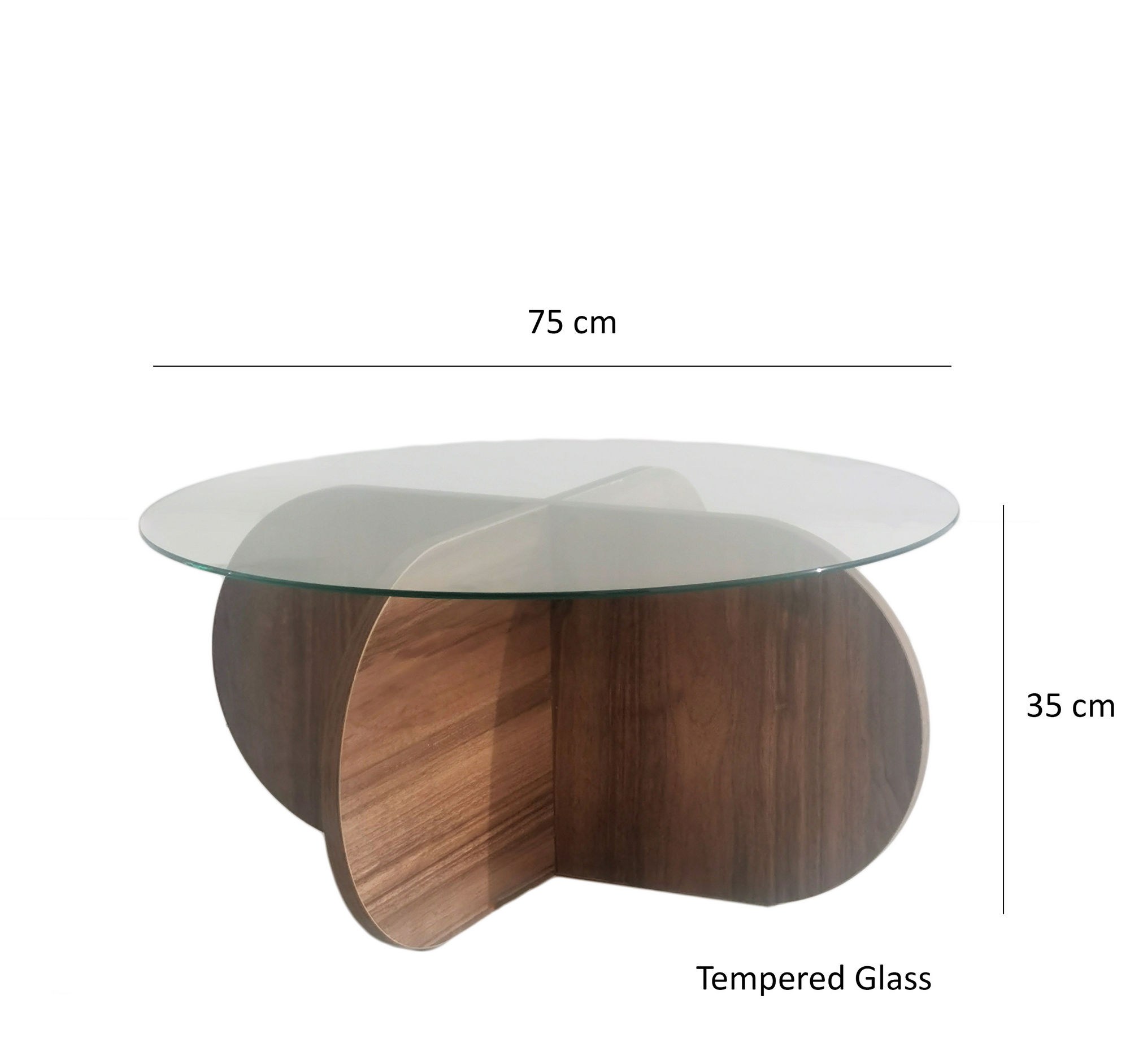 Masuta de cafea, Hanah Home, sticla temperata si pal melaminat, nuc, 75x75x35 cm