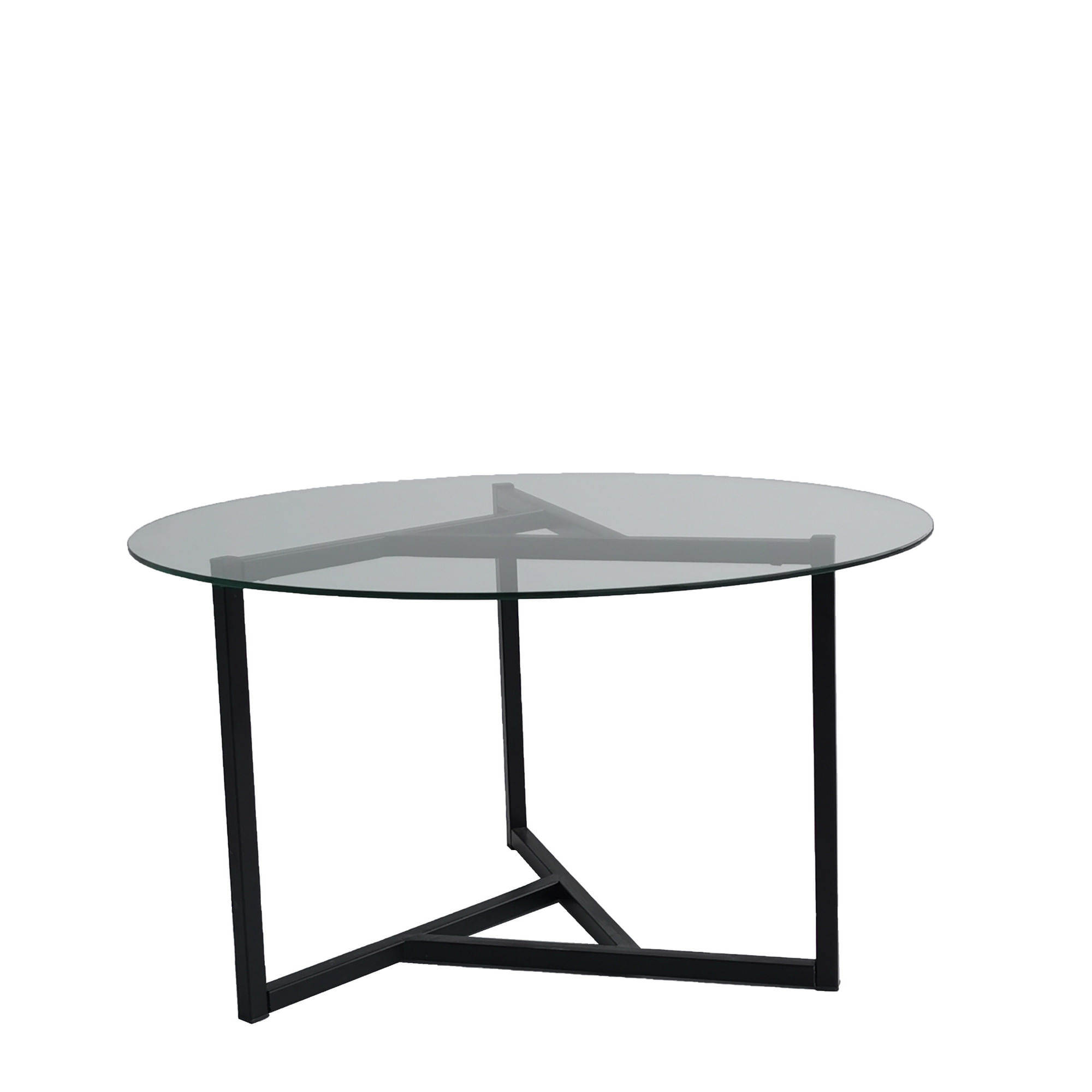 Masuta de cafea, Hanah Home, metal si sticla securizata, transparent si negru, 75x75x42 cm