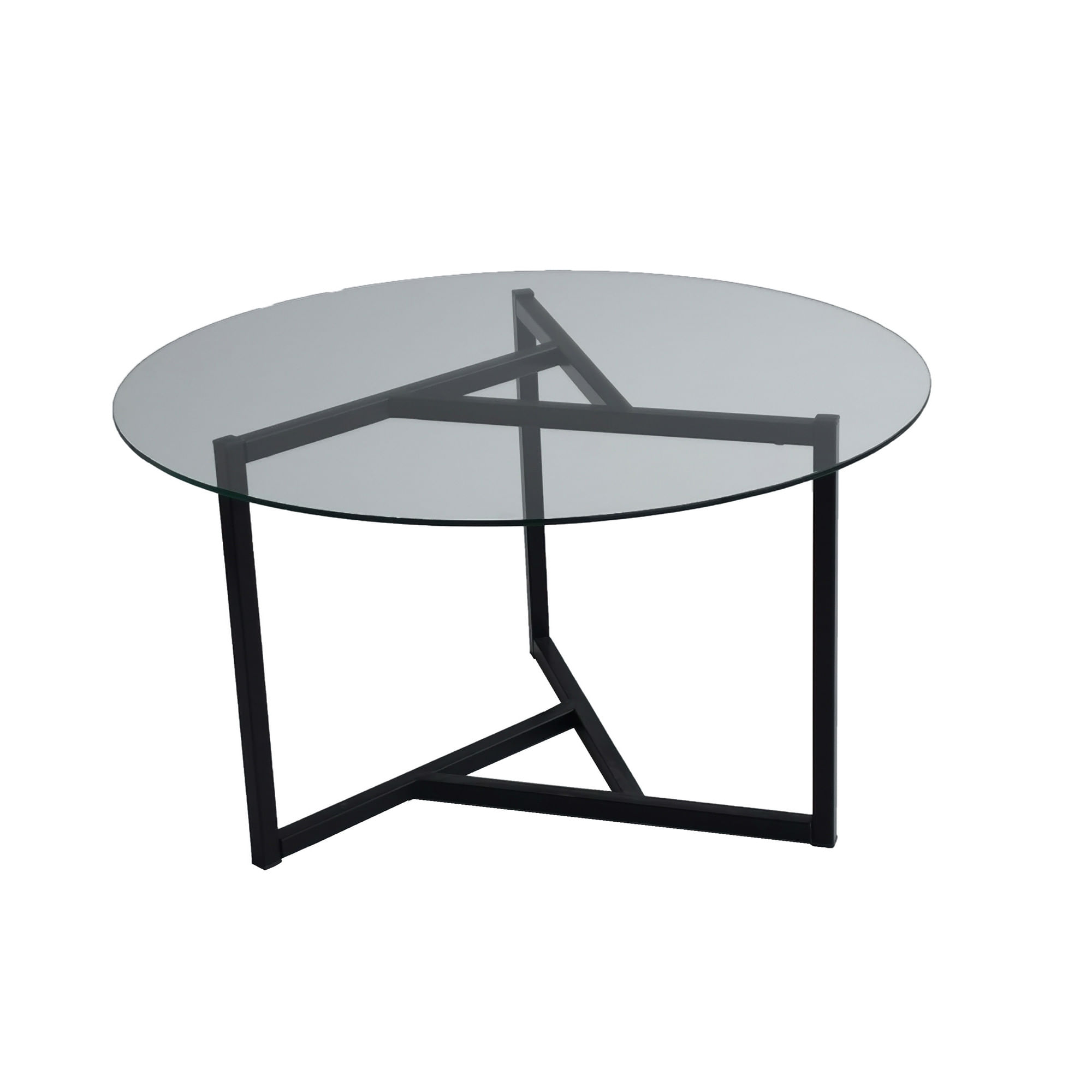 Masuta de cafea, Hanah Home, metal si sticla securizata, transparent si negru, 75x75x42 cm — imaginea 7