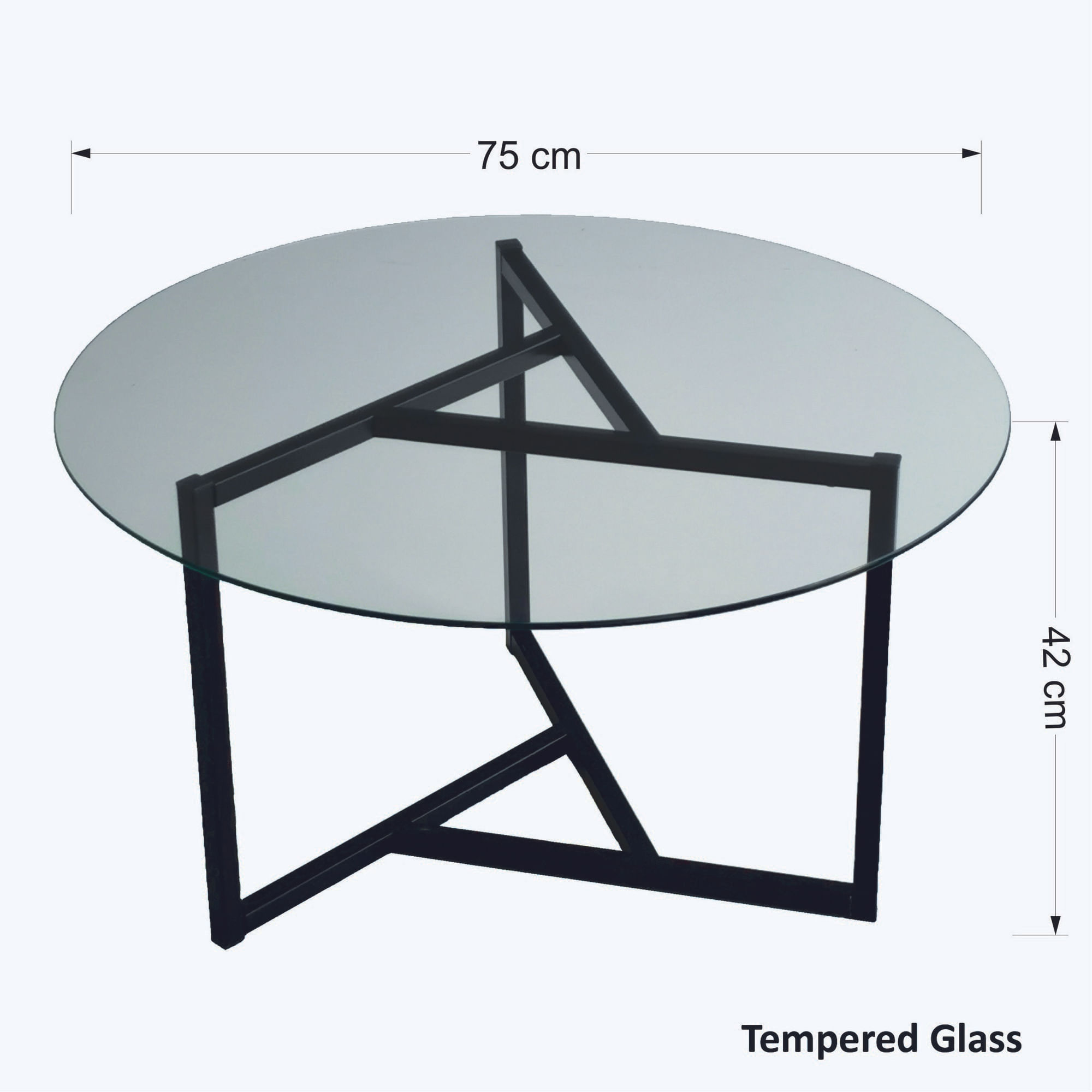 Masuta de cafea, Hanah Home, metal si sticla securizata, transparent si negru, 75x75x42 cm — imaginea 9