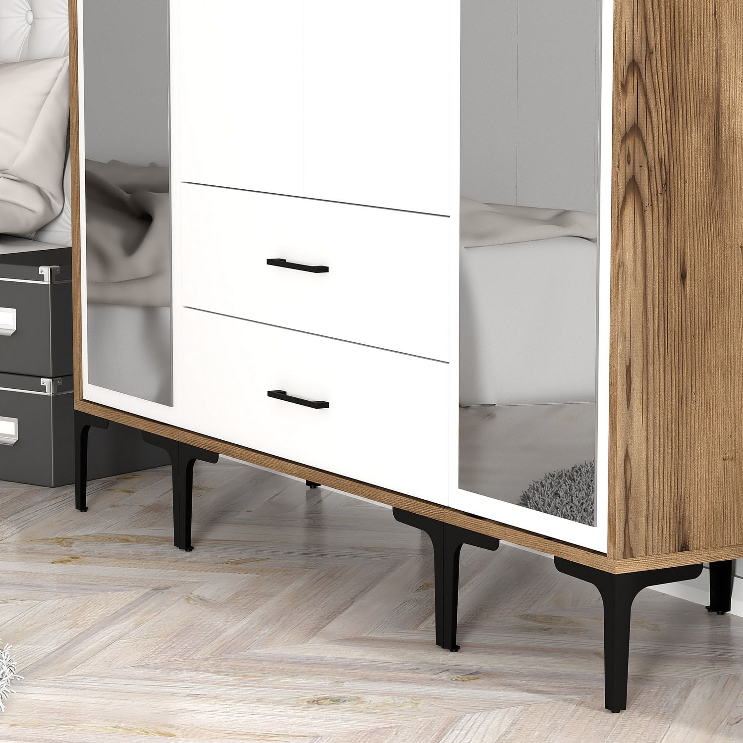 Dulap, Hanah Home, pal melaminat, nuc si alb, 160x47.5x201.4 cm, 845HCT5475 — imaginea 3