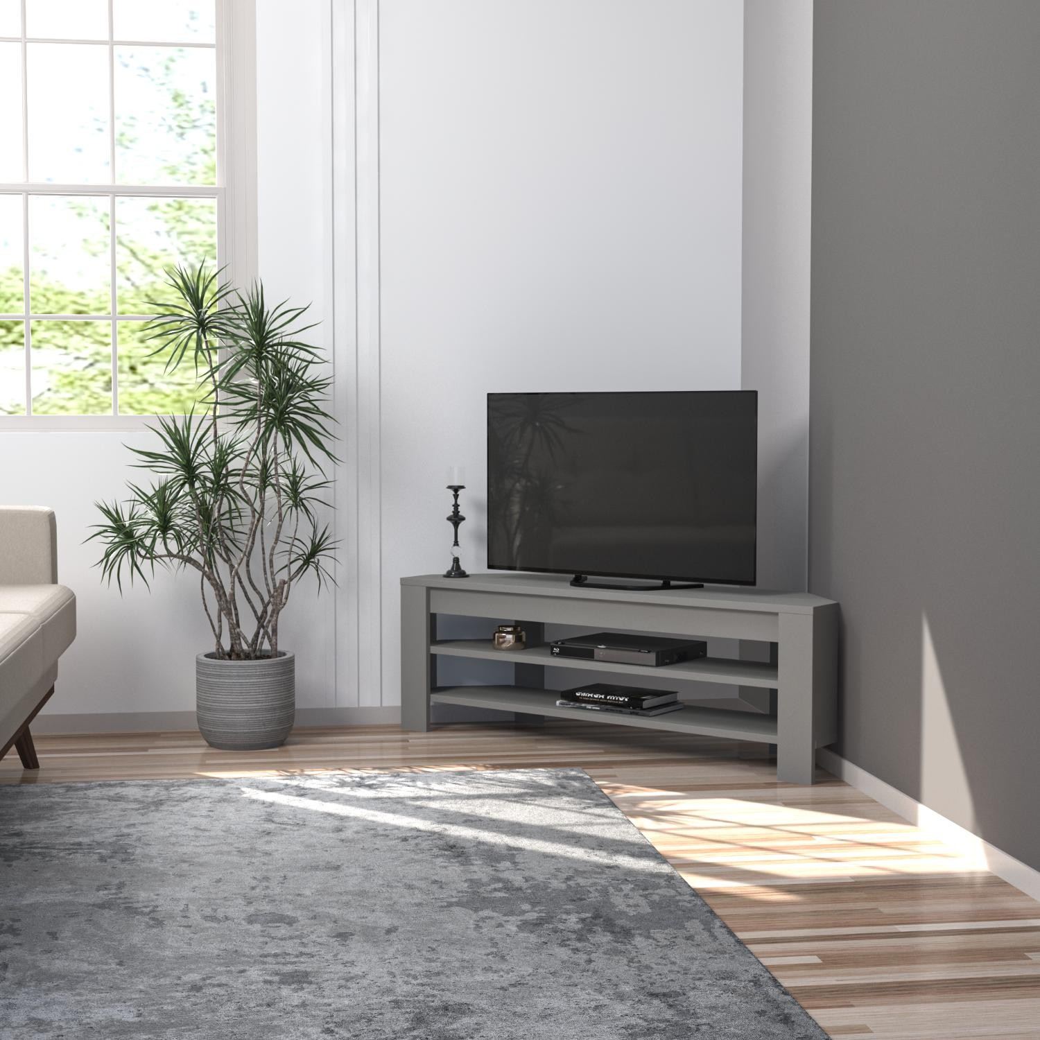 Comoda tv, Hanah Home, pal melaminat, gri, 120x40x30 cm — imaginea 2