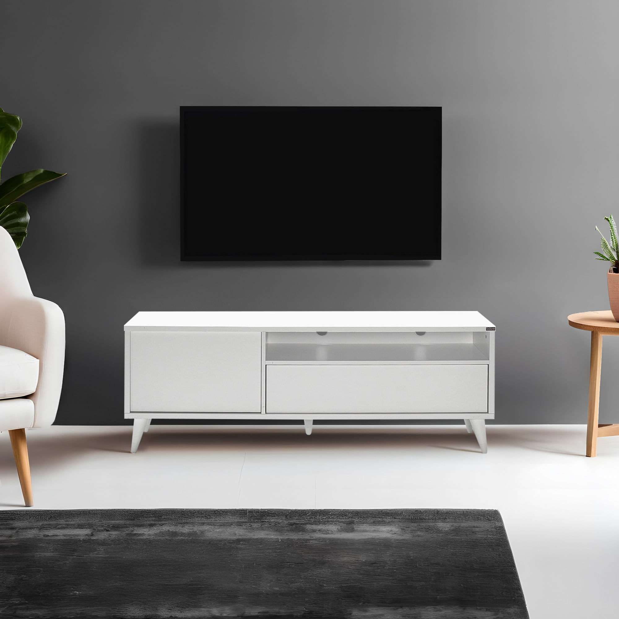 Comoda tv, Hanah Home, pal melaminat, alb, 150x40x53 cm — imaginea 9