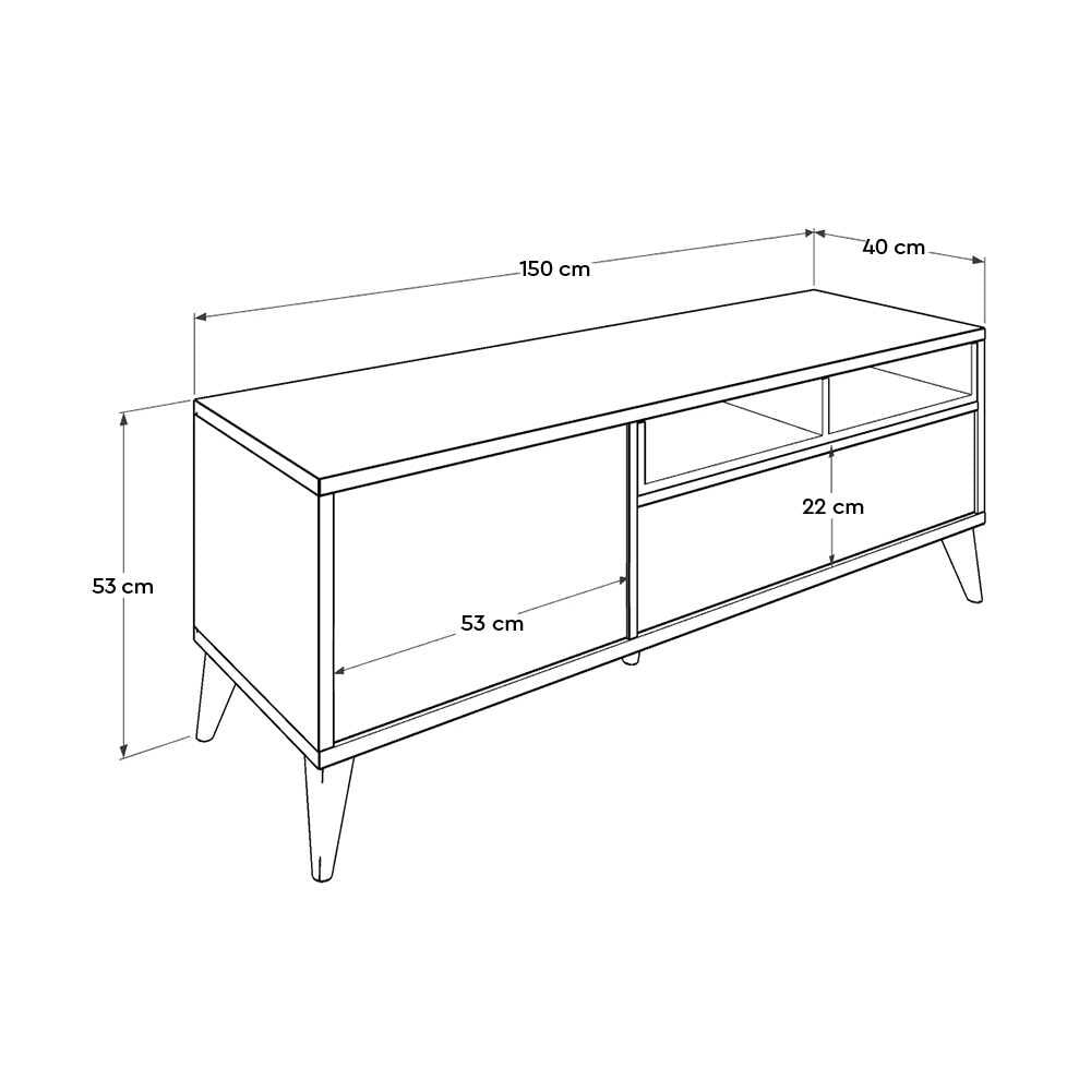 Comoda tv, Hanah Home, pal melaminat, alb, 150x40x53 cm — imaginea 10