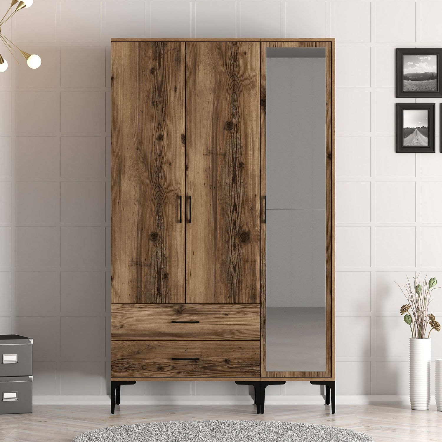 Sifonier, Hanah Home, pal melaminat, nuc, 120x47.5x201.4 cm, 845HCT5457 — imaginea 5