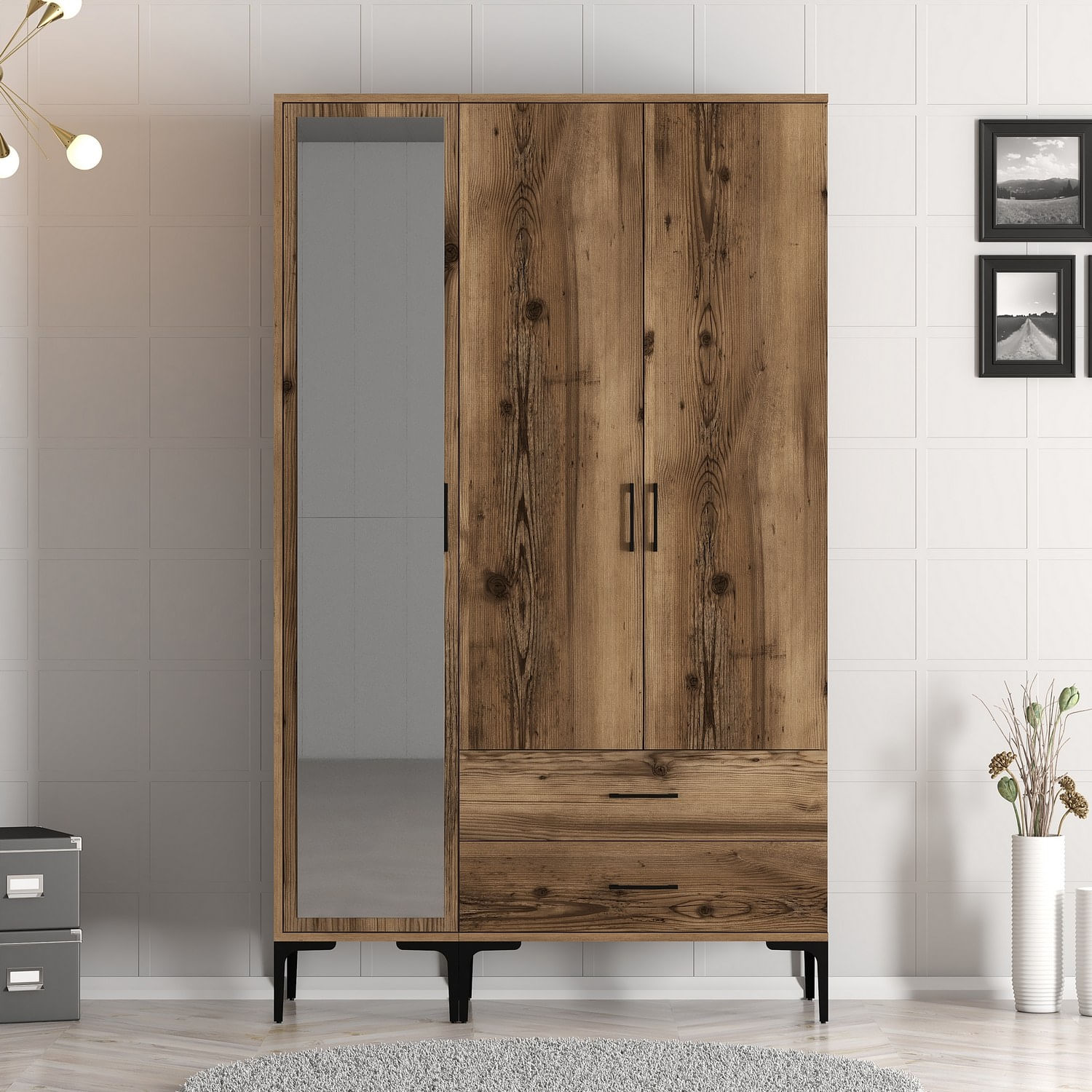 Sifonier, Hanah Home, pal melaminat, nuc, 120x47.5x201.4 cm, 845HCT5457 — imaginea 8