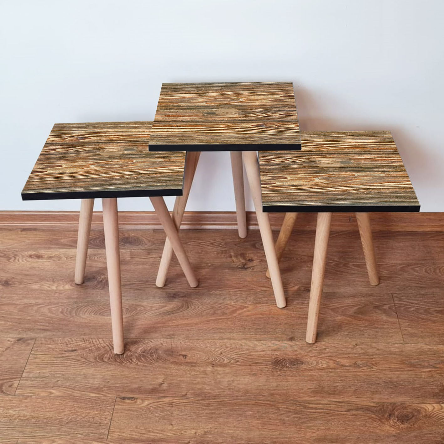 Set masute de cafea, Hanah Home, mdf, maro, 35x35x52 cm, 481LNA2952