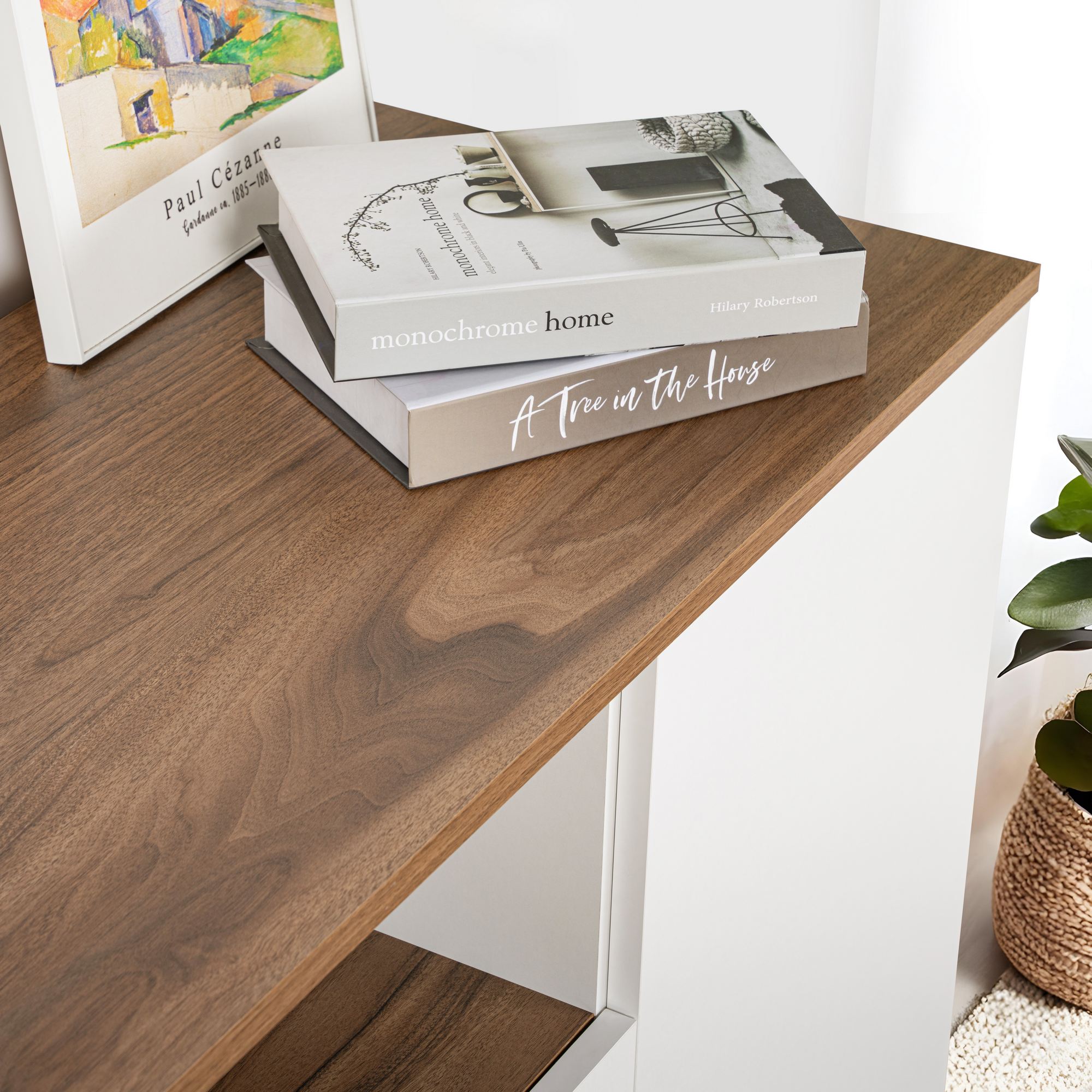Consola, Hanah Home, pal melaminat, alb si nuc, 180x44.5x75 cm — imaginea 7