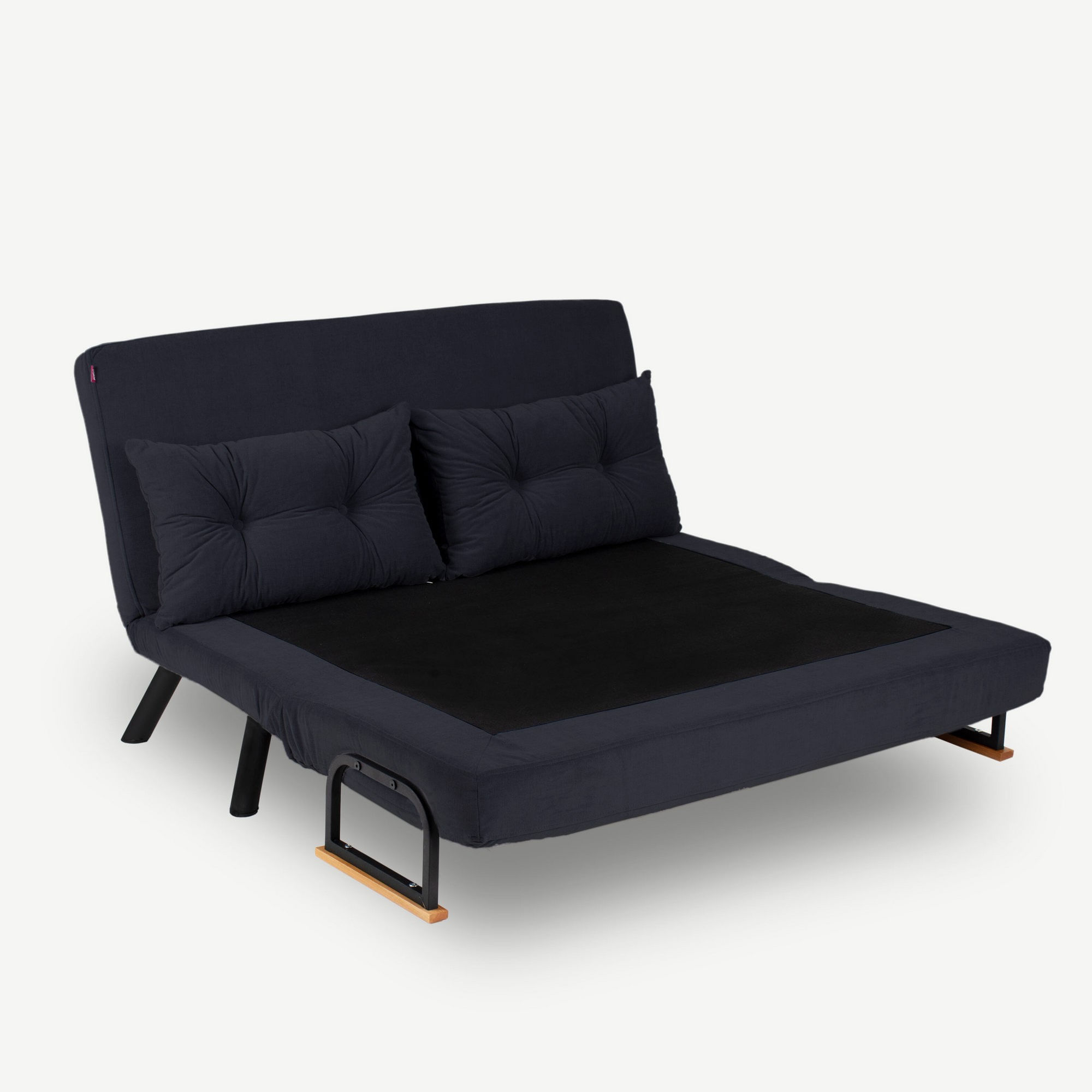 Canapea extensibila, Hanah Home, metal si poliester, negru, 175x133 cm — imaginea 4