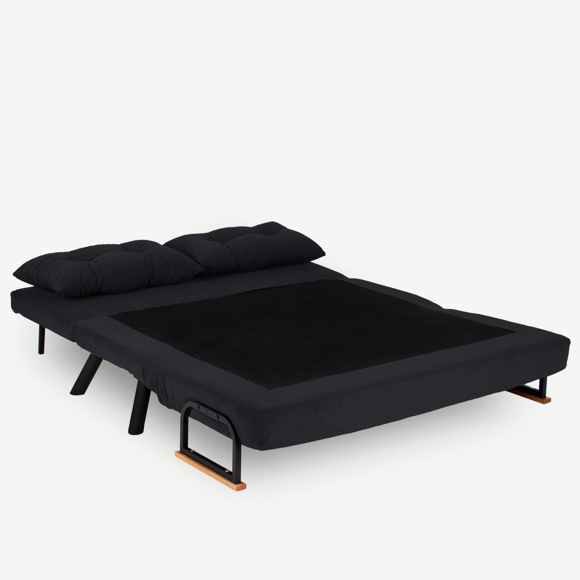 Canapea extensibila, Hanah Home, metal si poliester, negru, 175x133 cm — imaginea 5