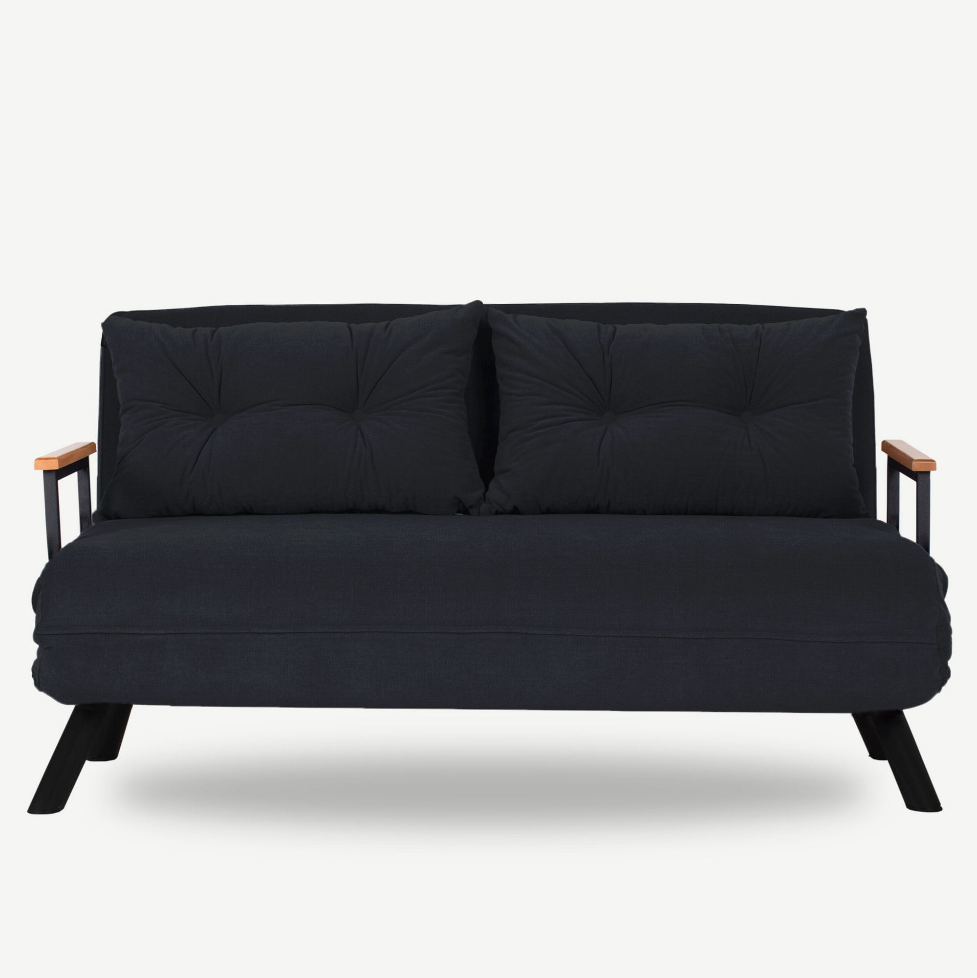 Canapea extensibila, Hanah Home, metal si poliester, negru, 175x133 cm — imaginea 6