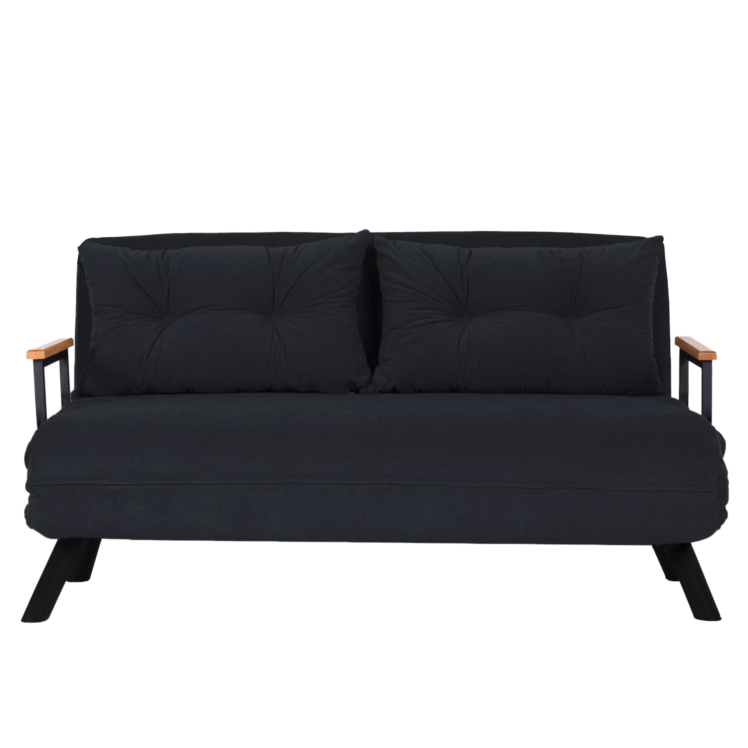 Canapea extensibila, Hanah Home, metal si poliester, negru, 175x133 cm — imaginea 7