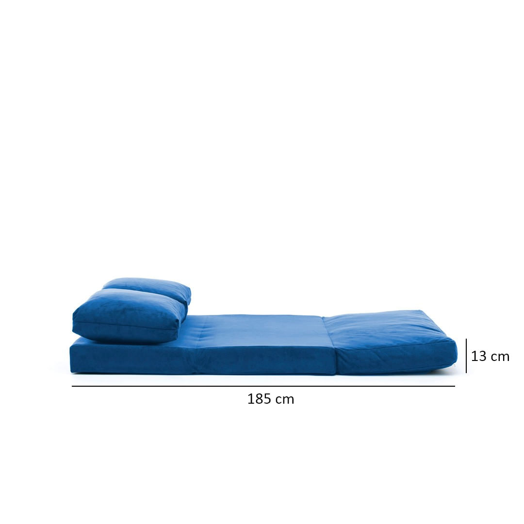 Canapea extensibila, Hanah Home, metal, textil poliester, albastru, 185x120 cm — imaginea 3